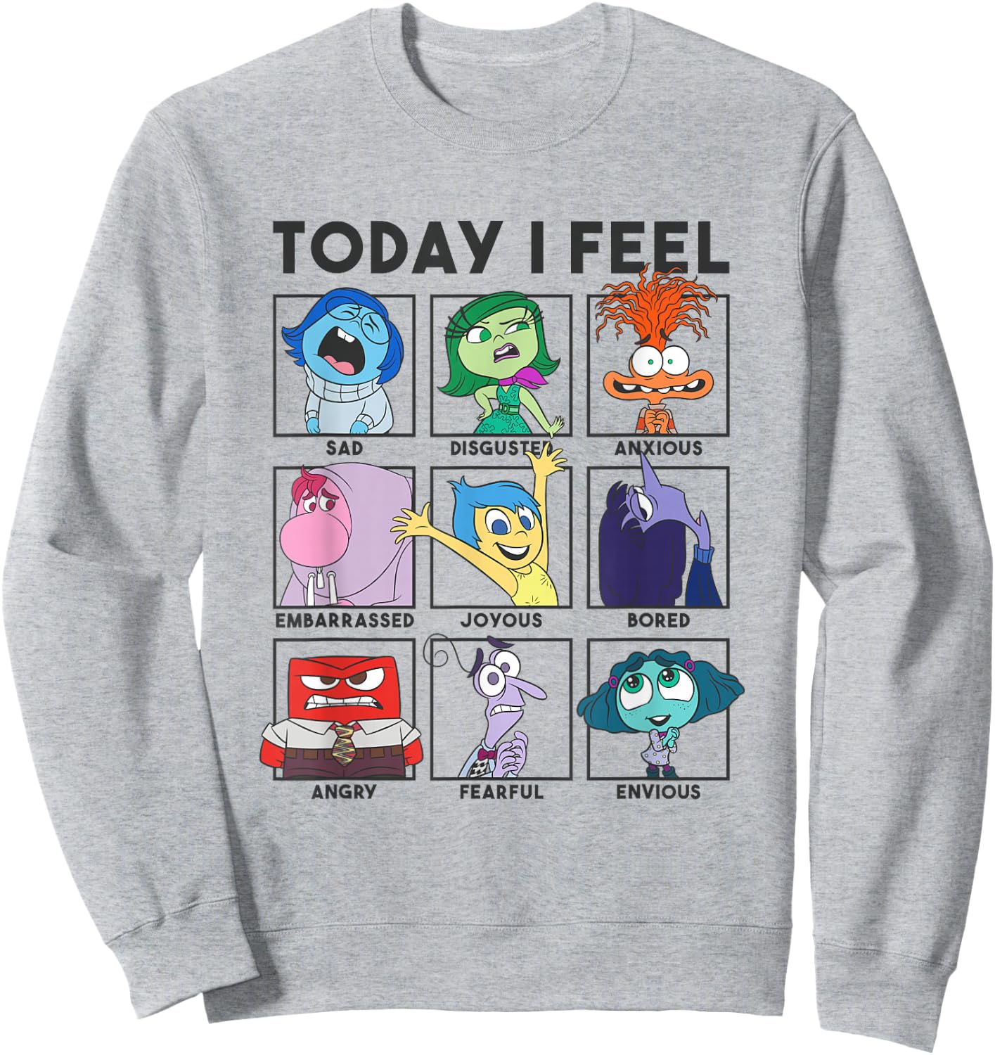 Disney Pixar Inside Out 2 Today I Feel... Emotions Panels , White Sweatshirt - Sweatshirt | Ash