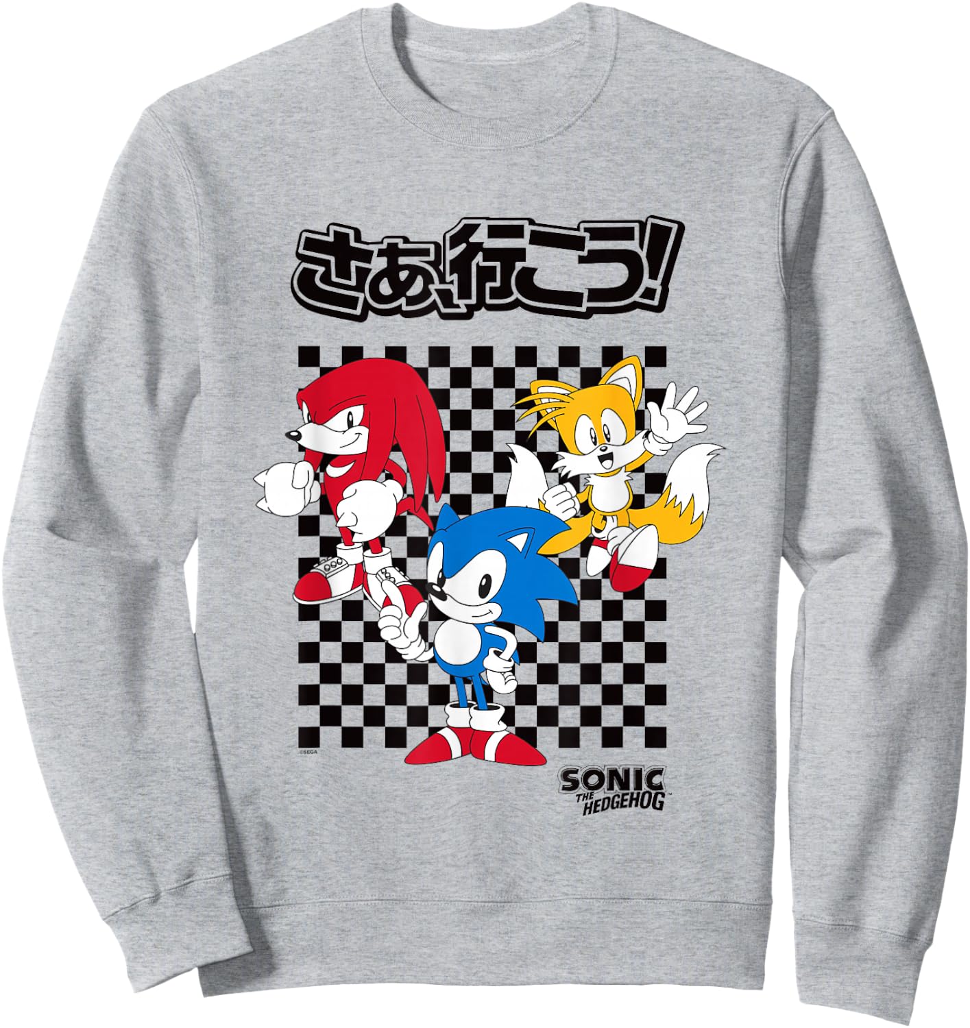 Sonic The Hedgehog Sonic Knuckles & Tails Vintage Kanji Shot Sweatshirt - Sweatshirt | Ash