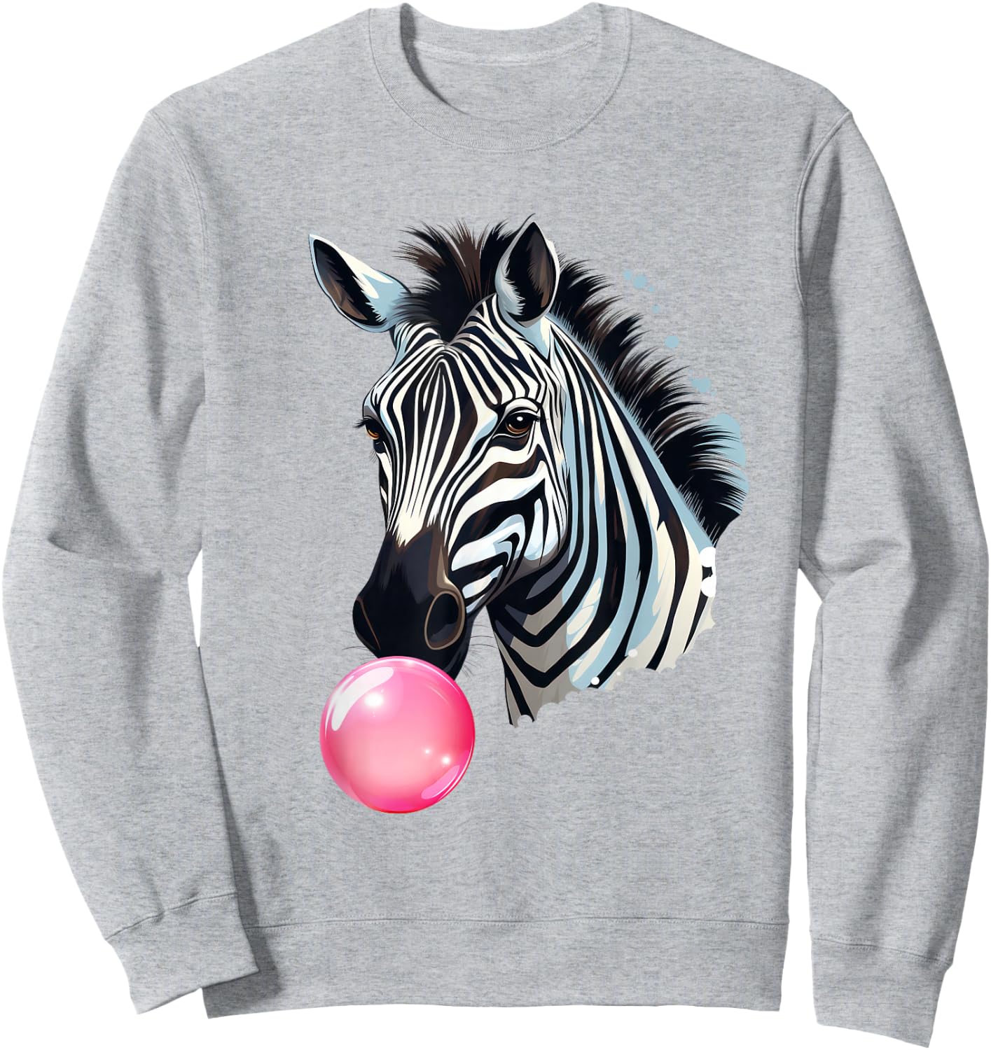 144 Animals Zebra Funny Zebra Bubblegum - -Adults, Kids - Blue - Short Sleeve - Zebra Print - Casual - All Seasons Sweatshirt - Sweatshirt | Ash