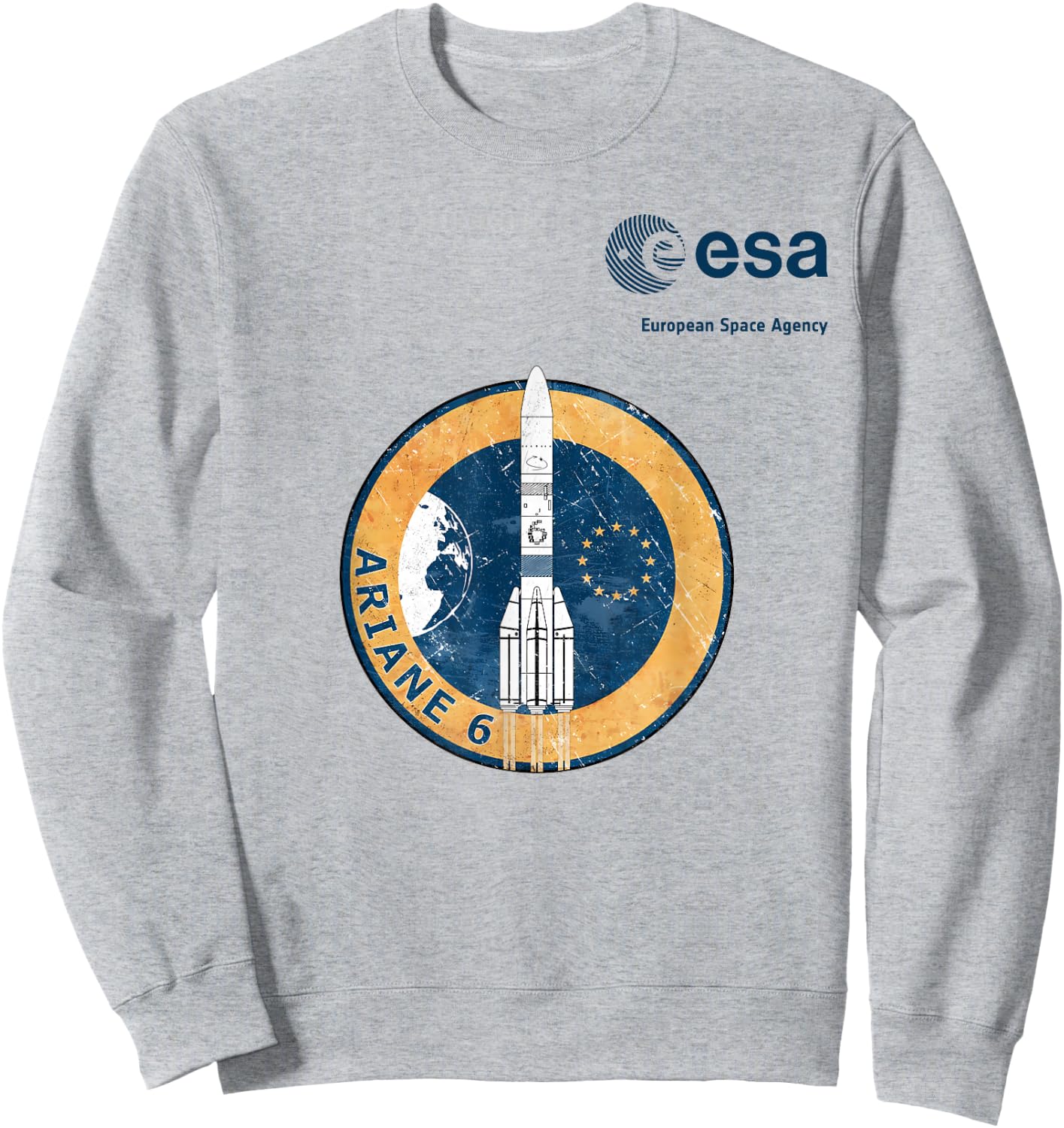 ESA European Space Agency Ariane 6 Rocket Patch Scratch , grey, S Sweatshirt - Sweatshirt | Ash
