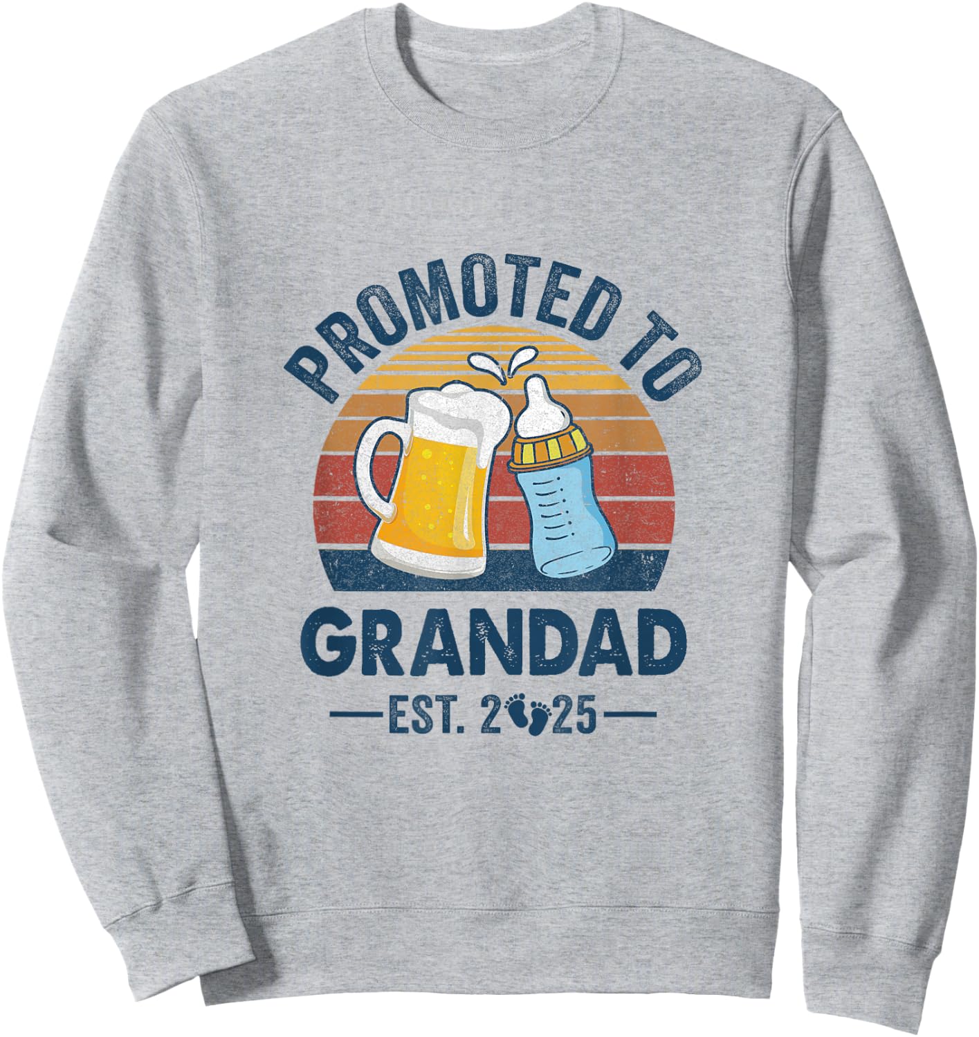 Promoted To Grandad Est 2025 First Time Fathers Day Vintage Sweatshirt - Sweatshirt | Ash