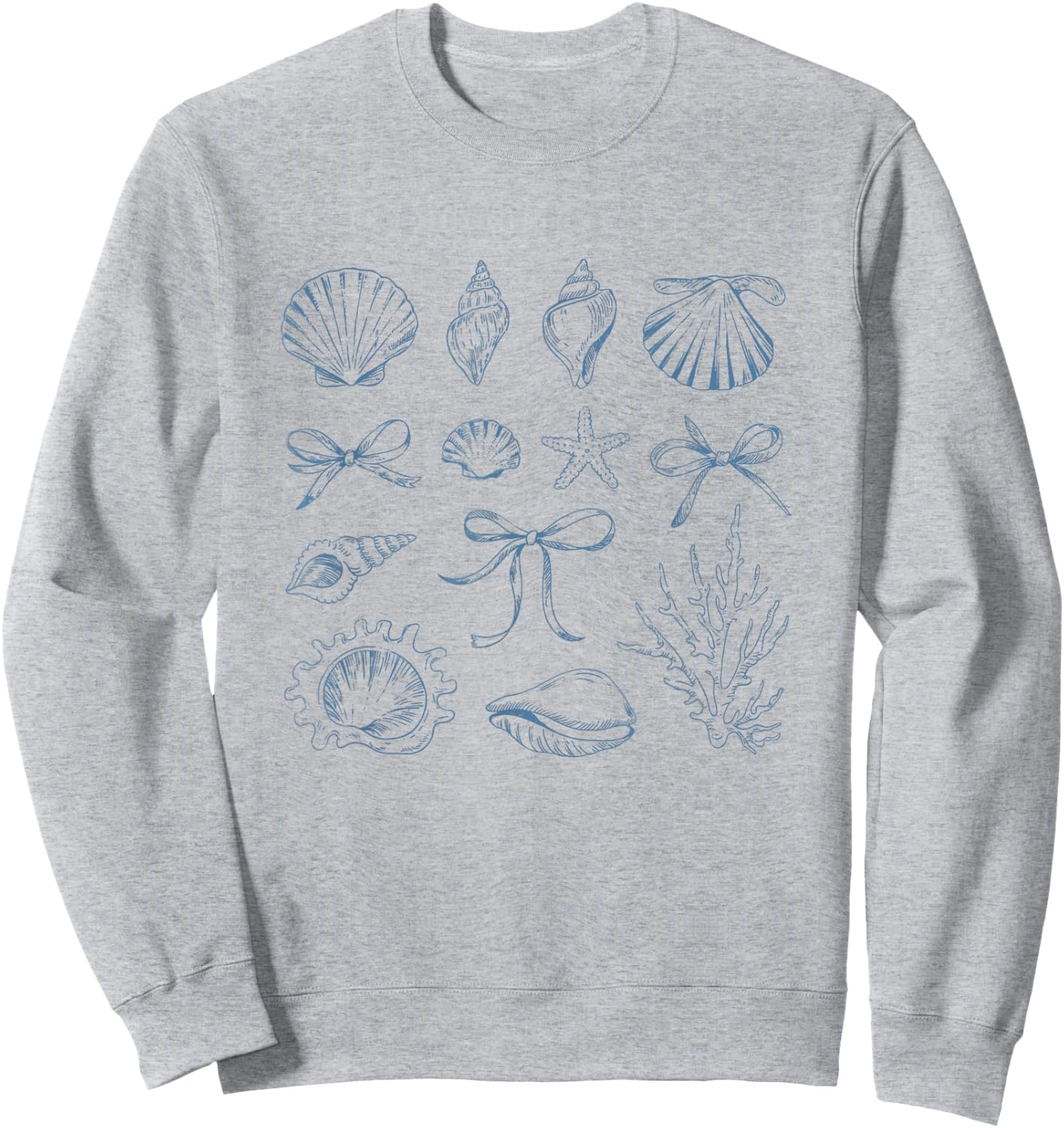 Elegant Seashell and Starfish Art Beach Lovers Bow Ocean Sweatshirt - Sweatshirt | Ash