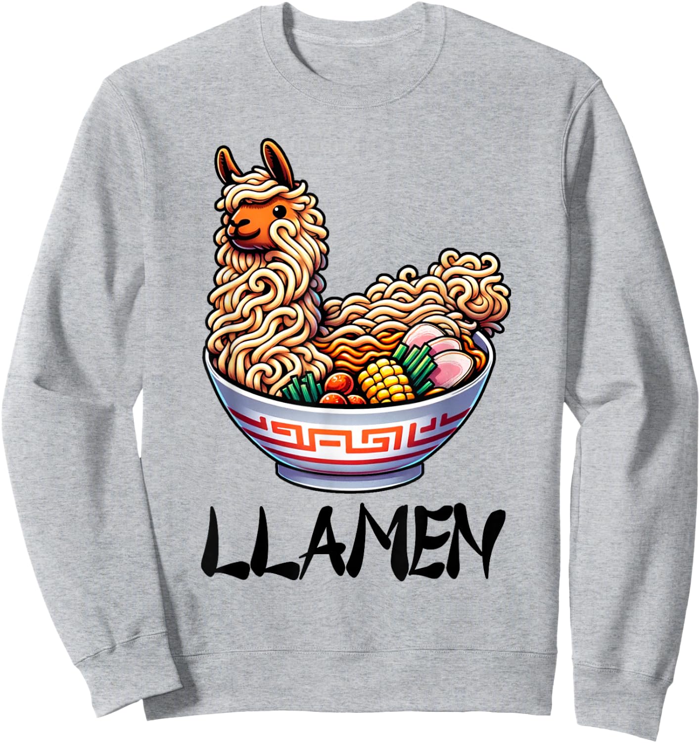 Llamen Noodles Chinese Food Alpaca Llama Lover Sweatshirt - Sweatshirt | Ash