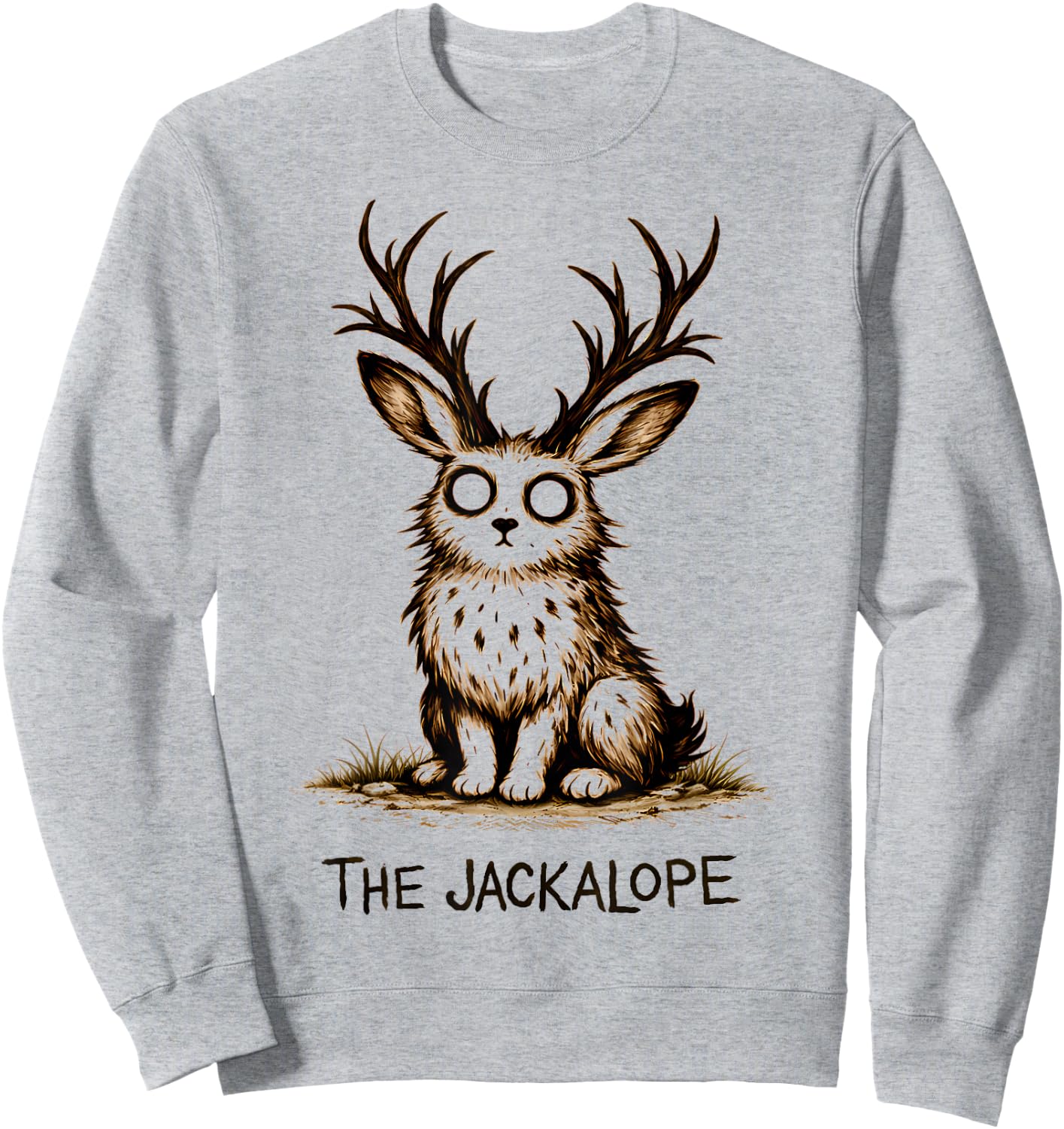 Jackalope Cute Creepy Cryptid Sweatshirt - Sweatshirt | Ash
