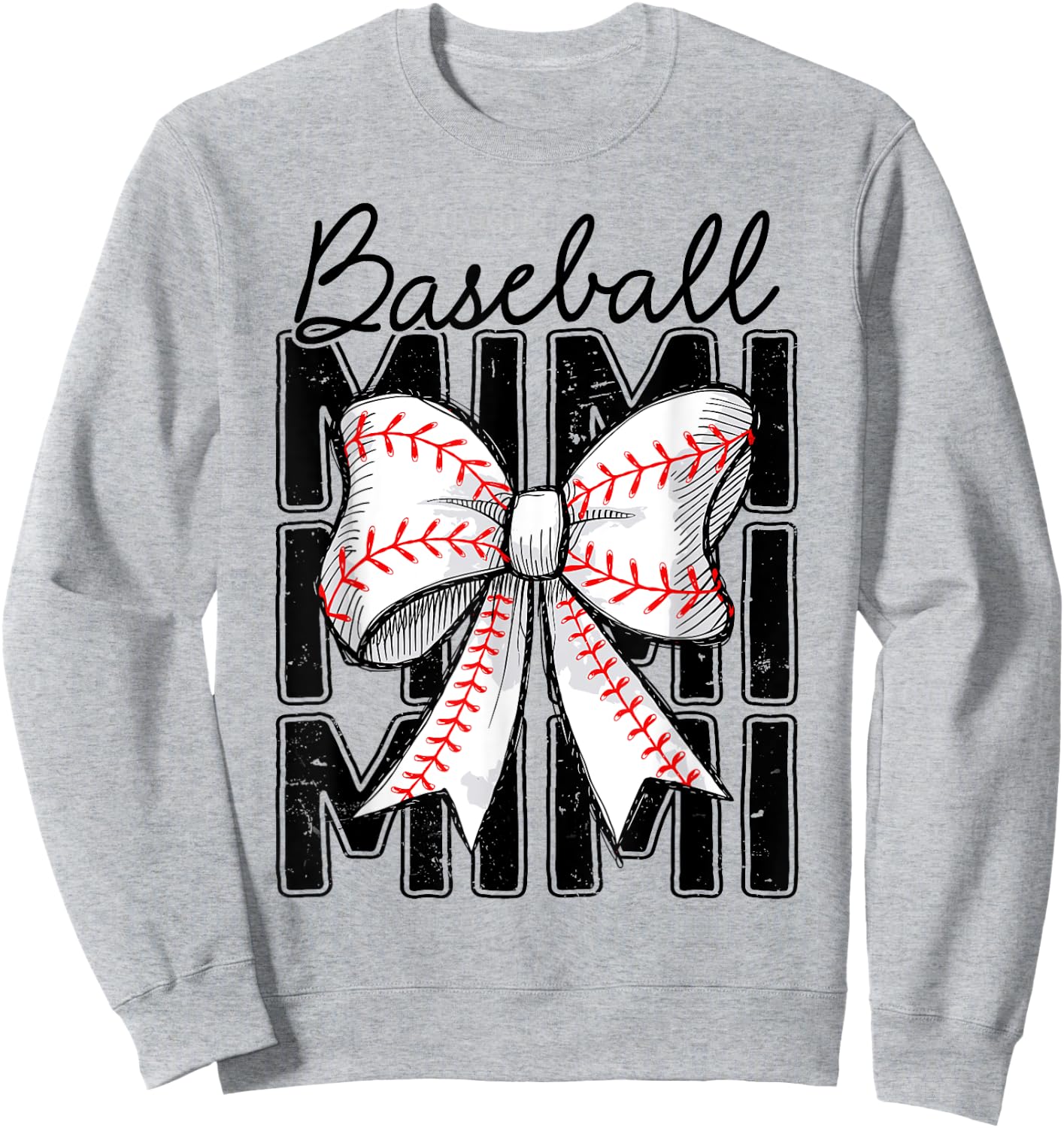 Baseball Mimi Coquette Bow Baseball Lover Game Day Women Sweatshirt - Sweatshirt | Ash
