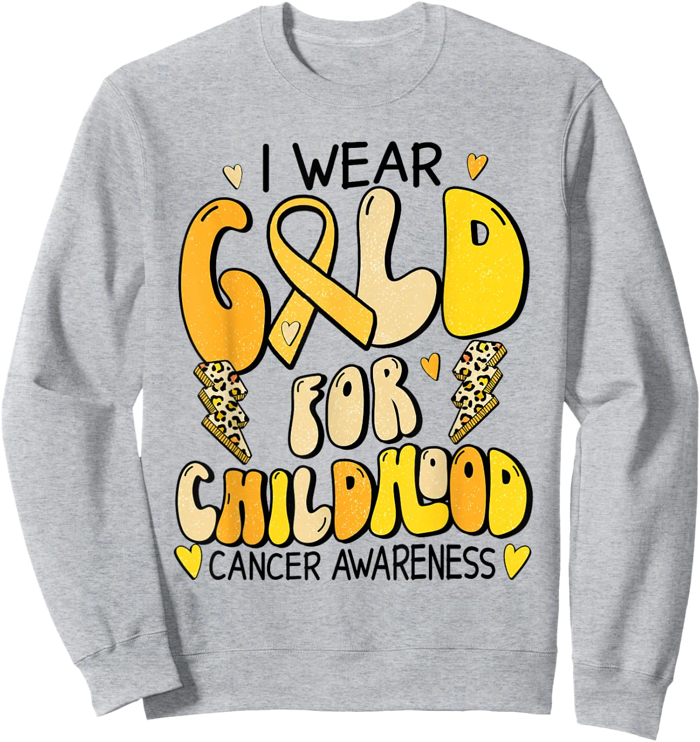 Childhood Cancer Awareness Support Retro Yellow Ribbon Sweatshirt - Sweatshirt | Ash