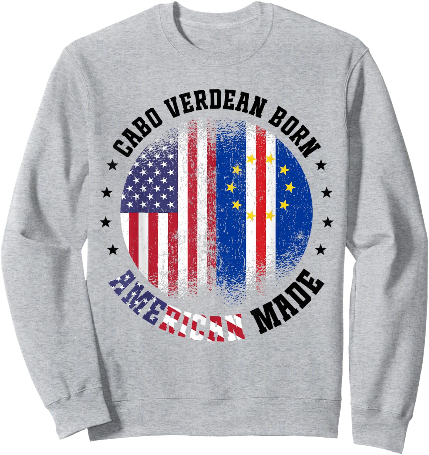 Cabo Verdean Flag American US Flag Outfit for Cabo Verde Sweatshirt - Sweatshirt | Ash