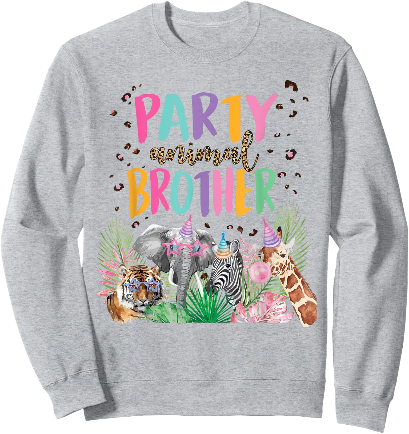 Brother Of The Birthday Boy Girl Zoo Theme Animal Party Sweatshirt - Sweatshirt | Ash