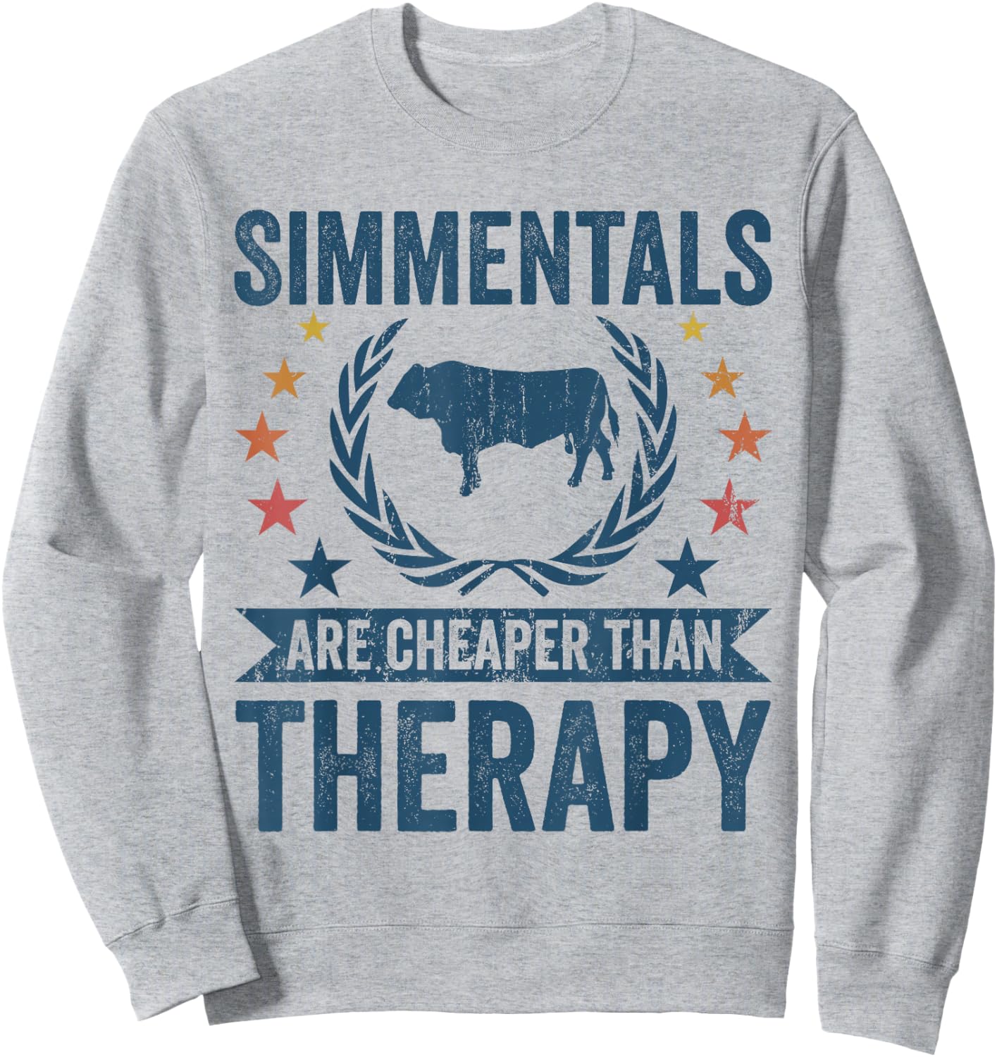 Cow Cheaper Therapy - Cattle Farmer Rancher Simmental Sweatshirt - Sweatshirt | Ash