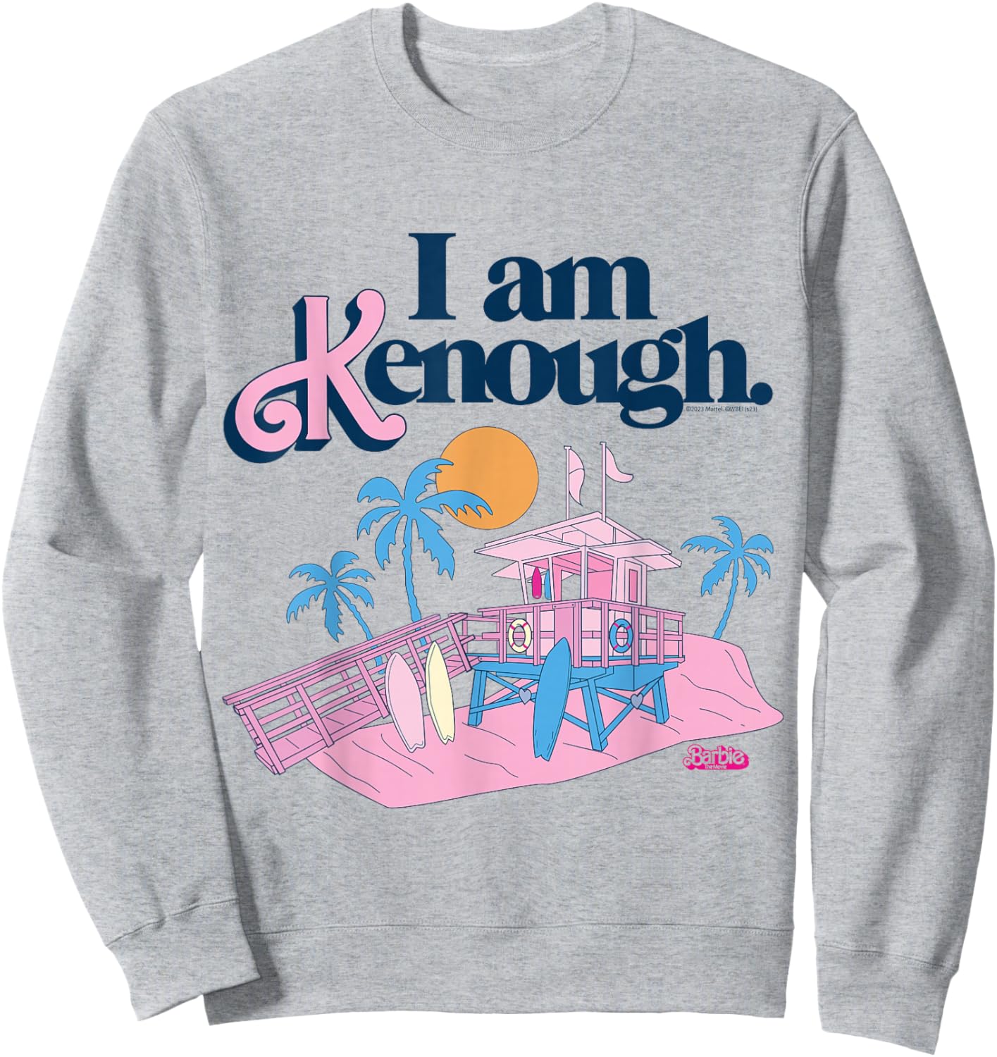 Barbie The Film I Am Kenough Lifeguard Stand , White Sweatshirt - Sweatshirt | Ash
