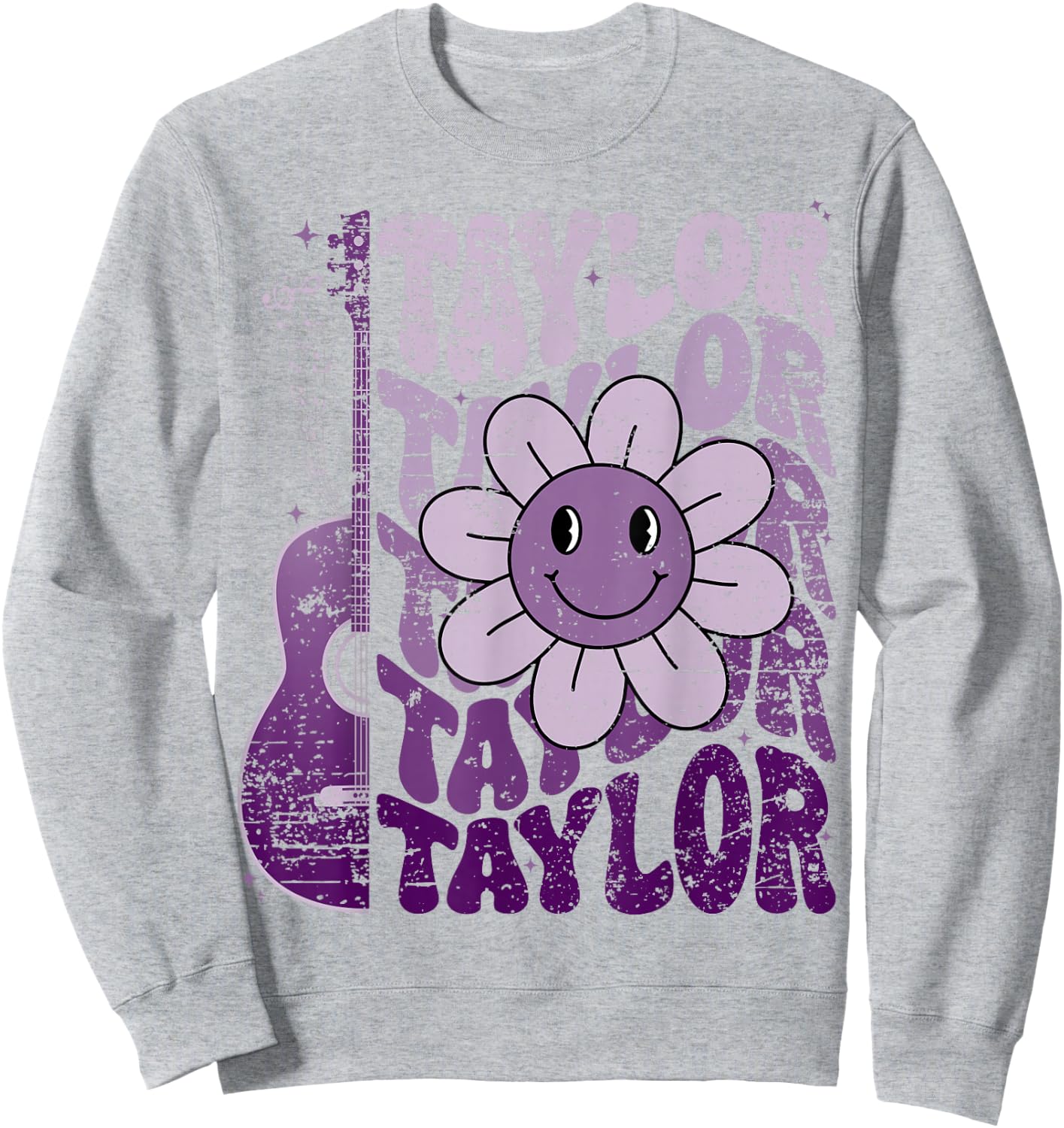 Taylor First Name I Love Taylor Girl Groovy 80's Vintage Sweatshirt - Sweatshirt | Ash