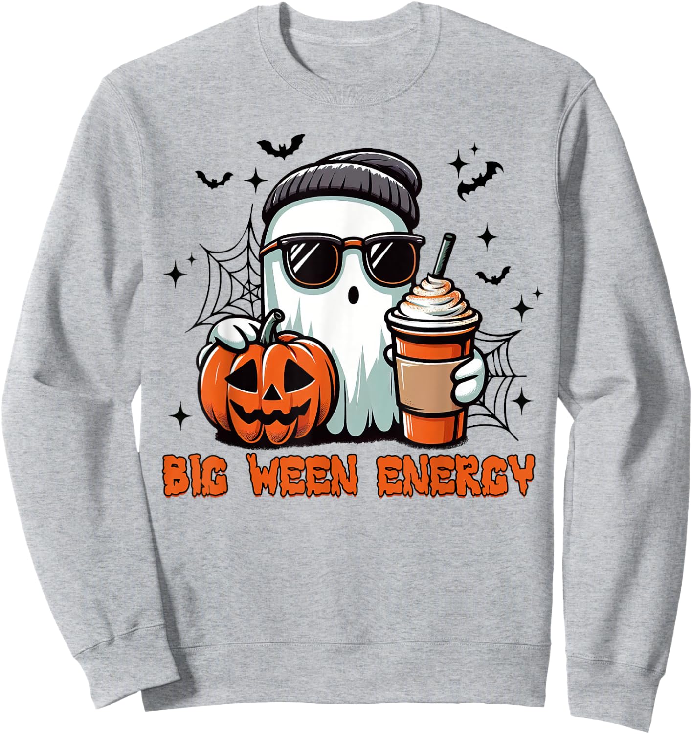 Big Ween Energy Ghost Sunglasses Sweatshirt - Sweatshirt | Ash
