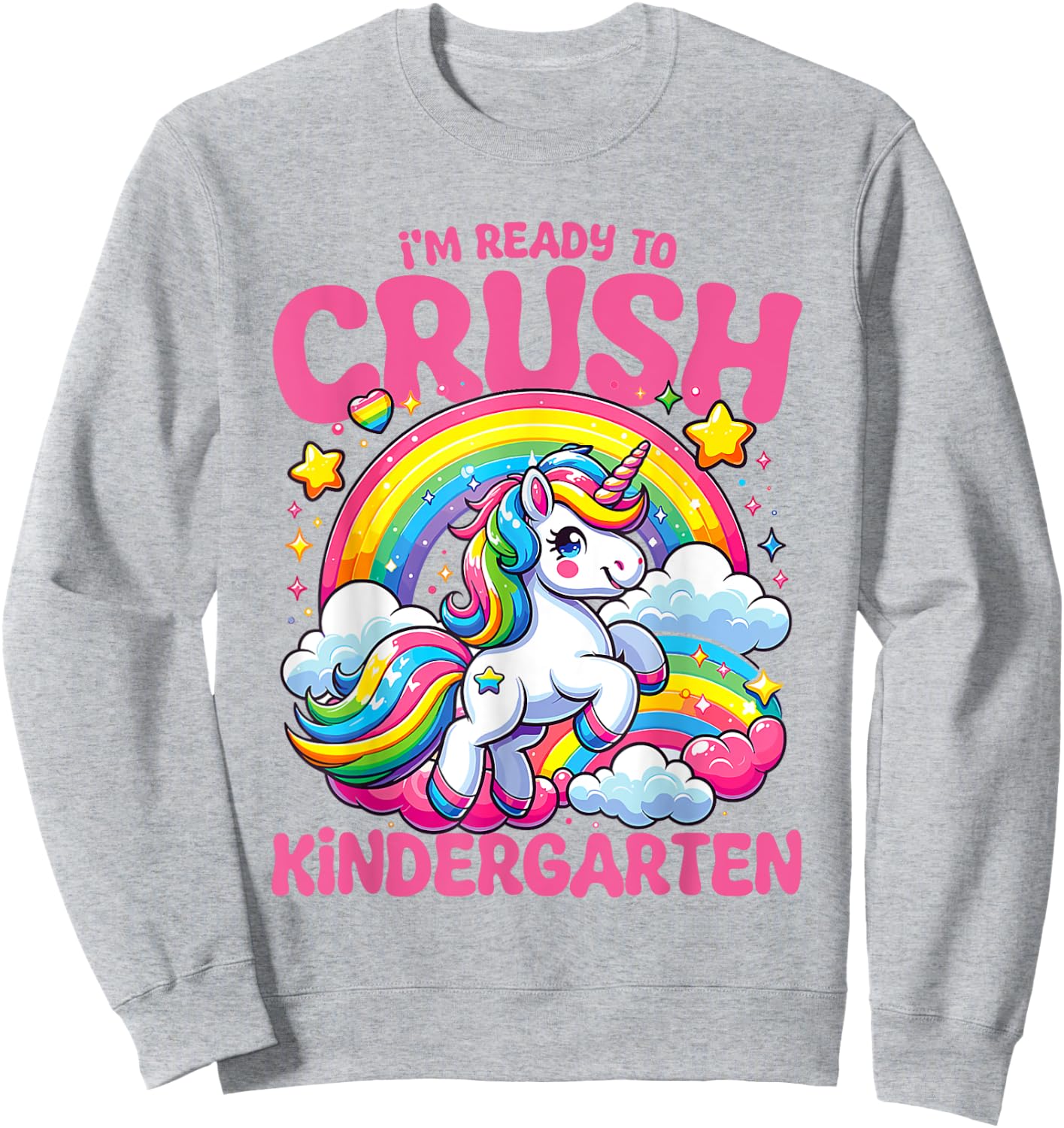Crush Kindergarten Unicorn Girls Teacher Back to School Sweatshirt - Sweatshirt | Ash