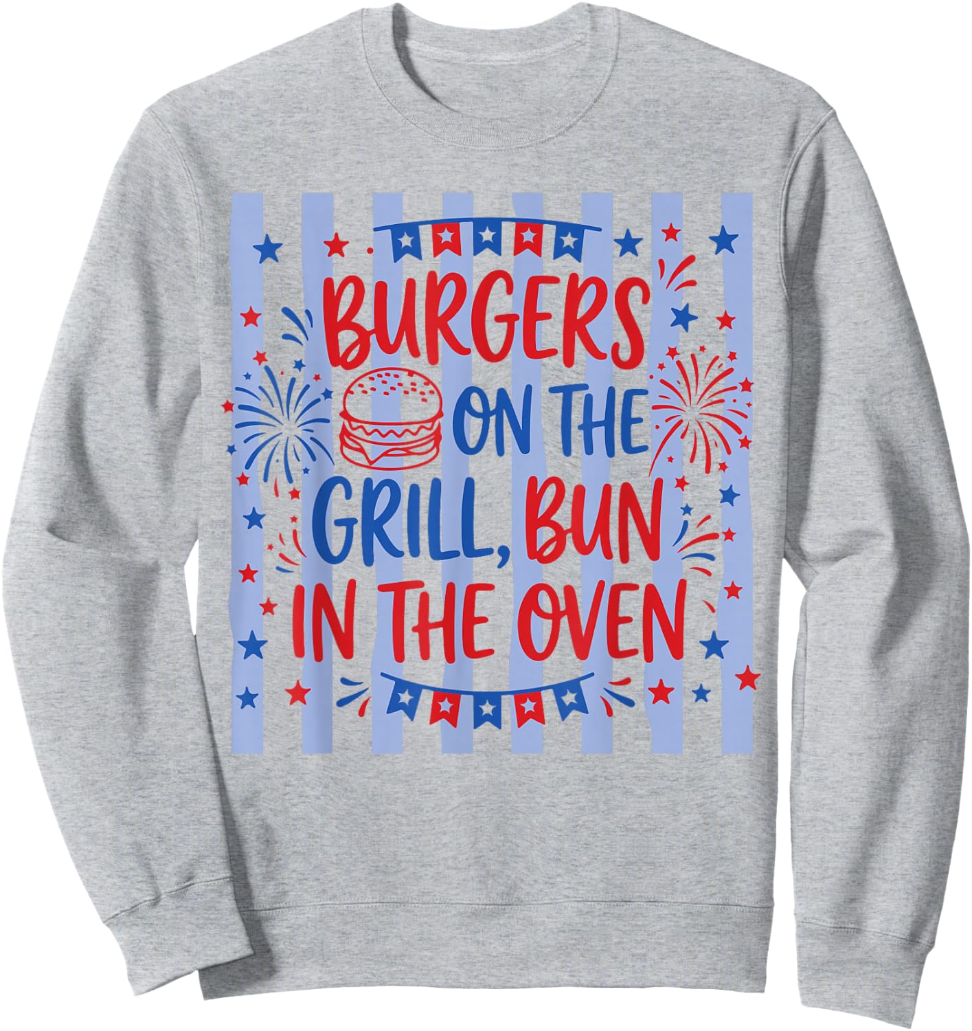 Retro Burgers On The Grill Bun in The Oven Pregnant Sweatshirt - Sweatshirt | Ash