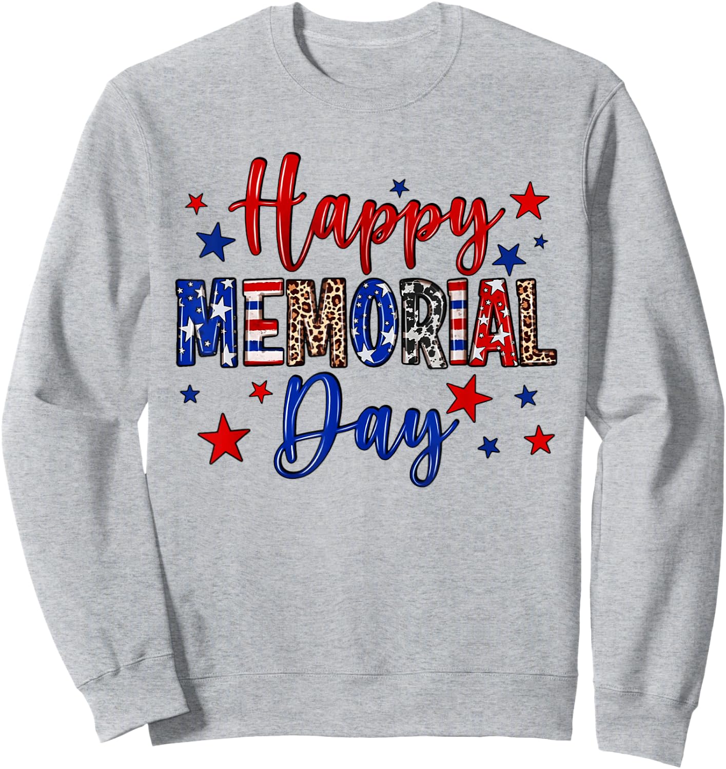 Happy Memorial Day Flower Leopard USA Patriotic Girls Sweatshirt - Sweatshirt | Ash