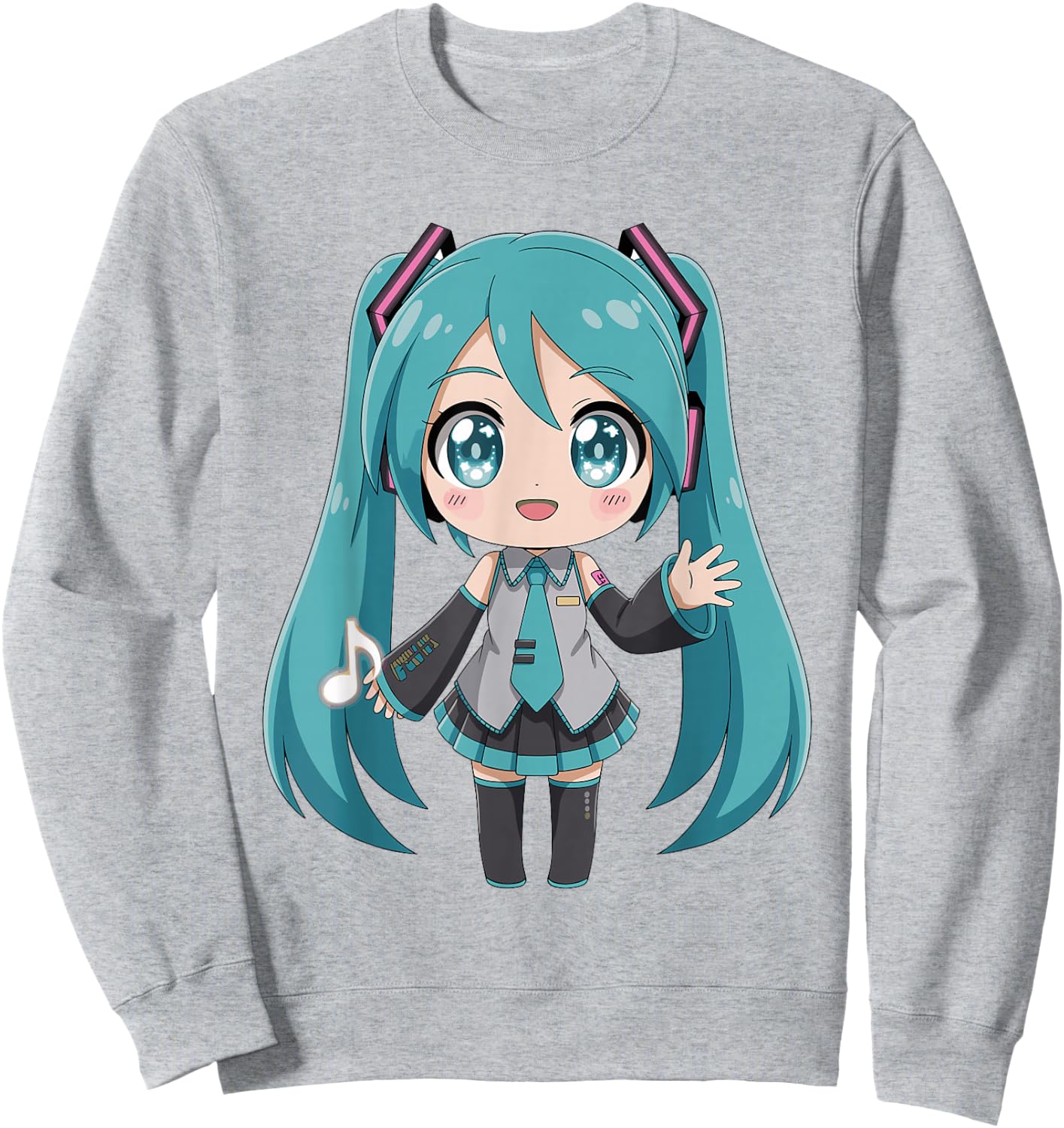 Teal Hair Guitar Girl Anime Music Illustration Sweatshirt - Sweatshirt | Ash