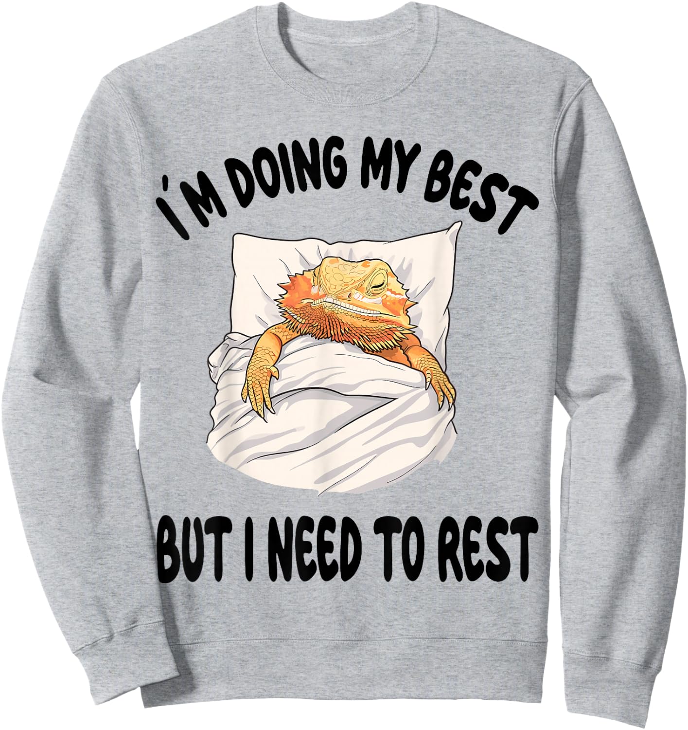 Bearded Dragon Pajamas Nightgown Sleeping Napping Sweatshirt - Sweatshirt | Ash