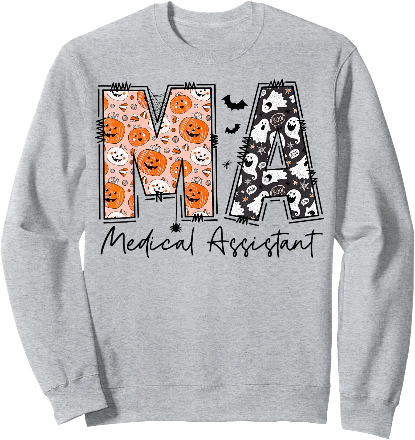 Medical Assistant Halloween Spooky Season MA Halloween Party Sweatshirt - Sweatshirt | Ash