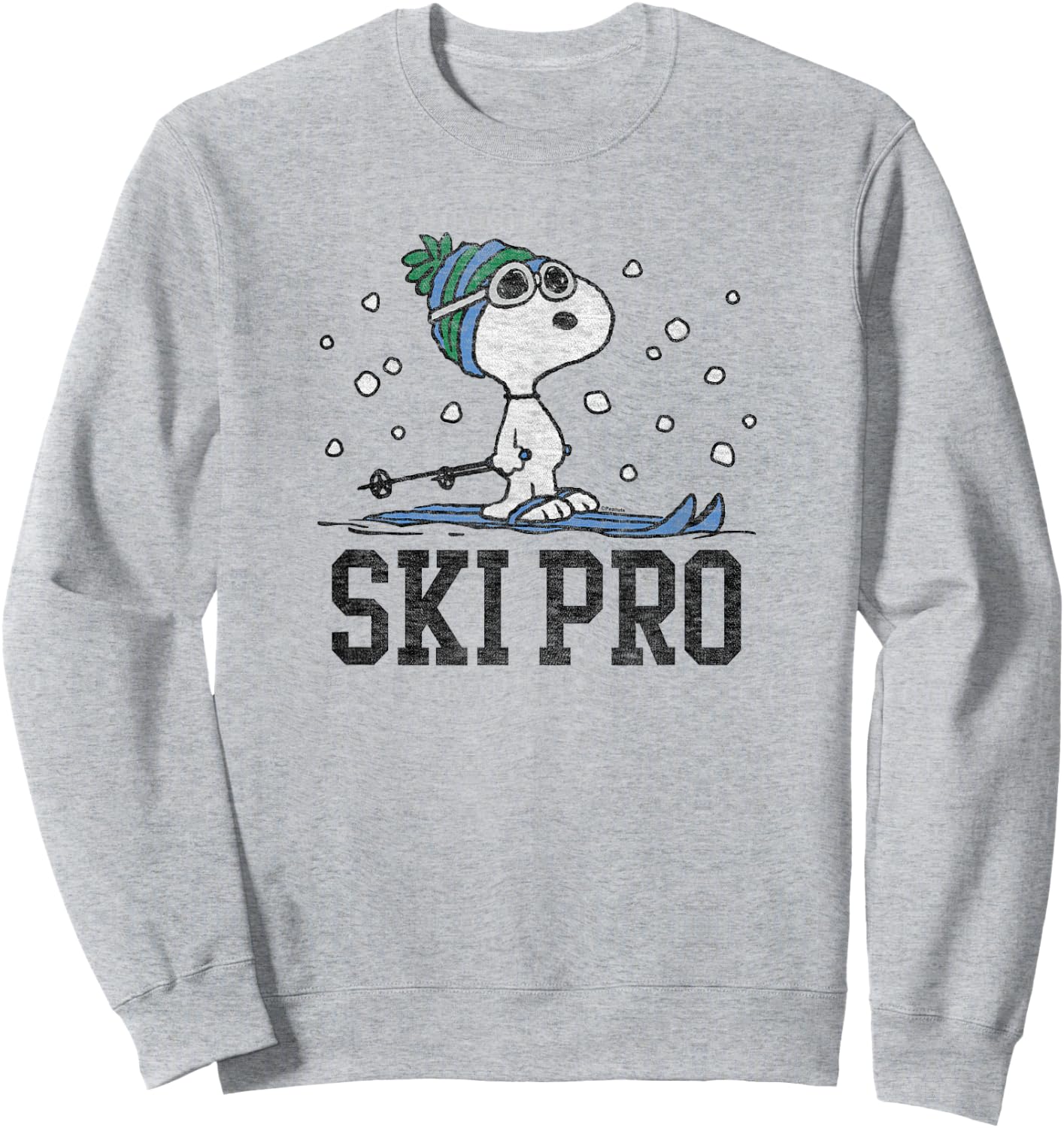 Peanuts Snoopy Ski Pro , White Sweatshirt - Sweatshirt | Ash