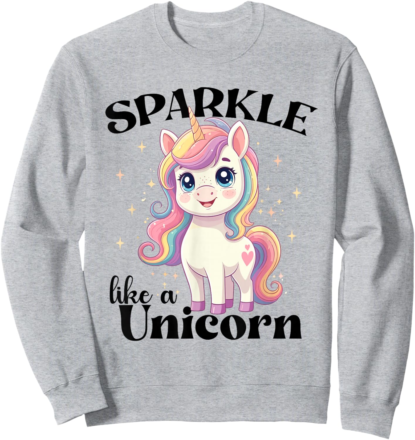 Cute Kawaii Sparkly Unicorn Pastel Magic Rainbow Fantasy Sweatshirt - Sweatshirt | Ash