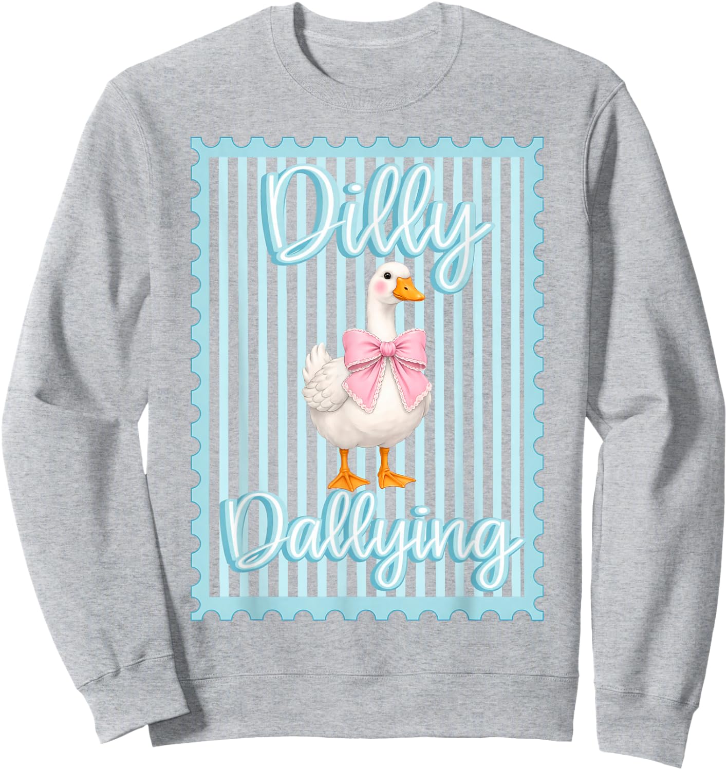 Preppy Dilly Dally Goose Coquette Bow Silly Goose Girls Sweatshirt - Sweatshirt | Ash