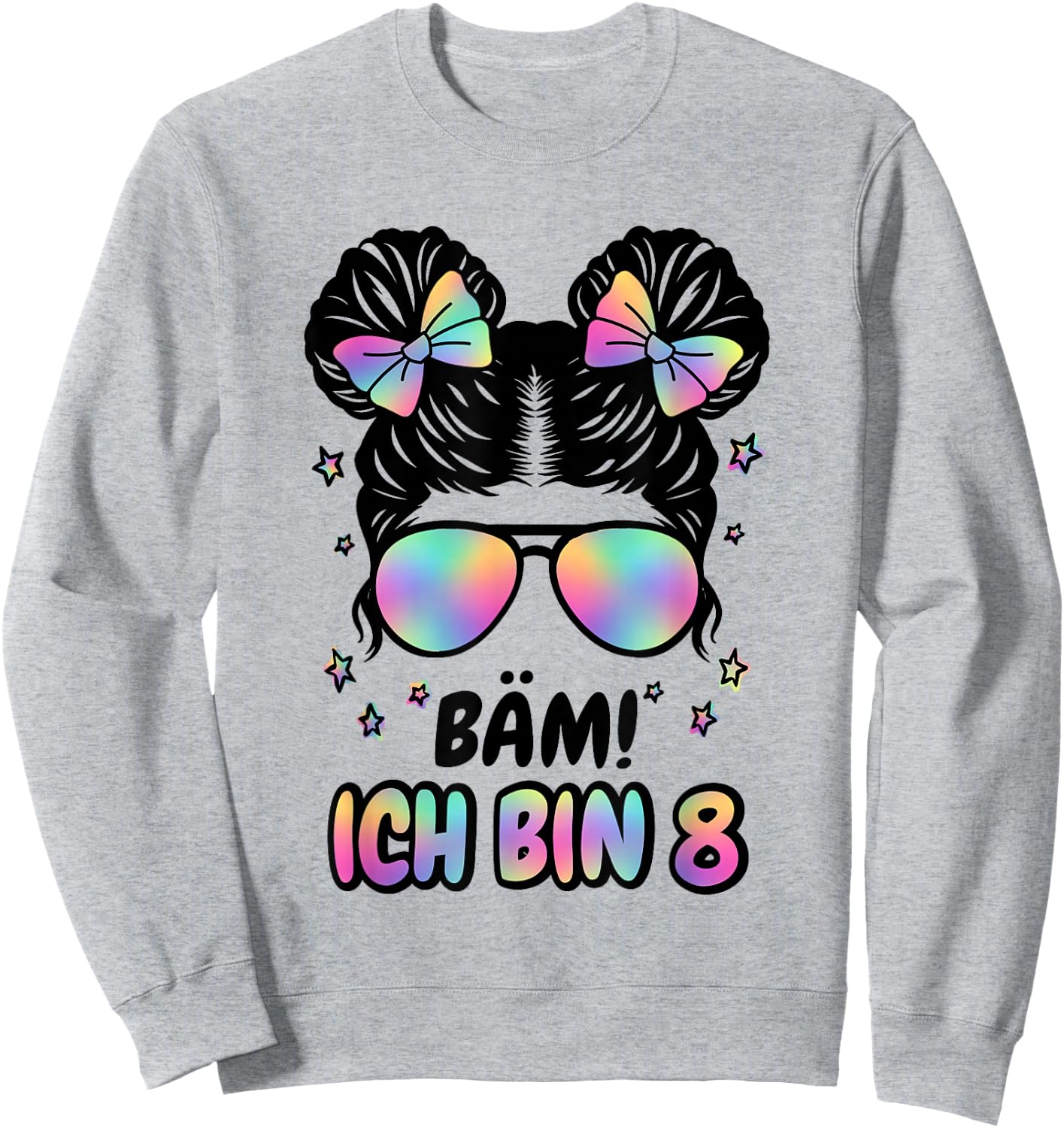 8. Geburtstag Mädchen Messy Bun Bäm! Ich Bin Acht Sweatshirt - Sweatshirt | Ash