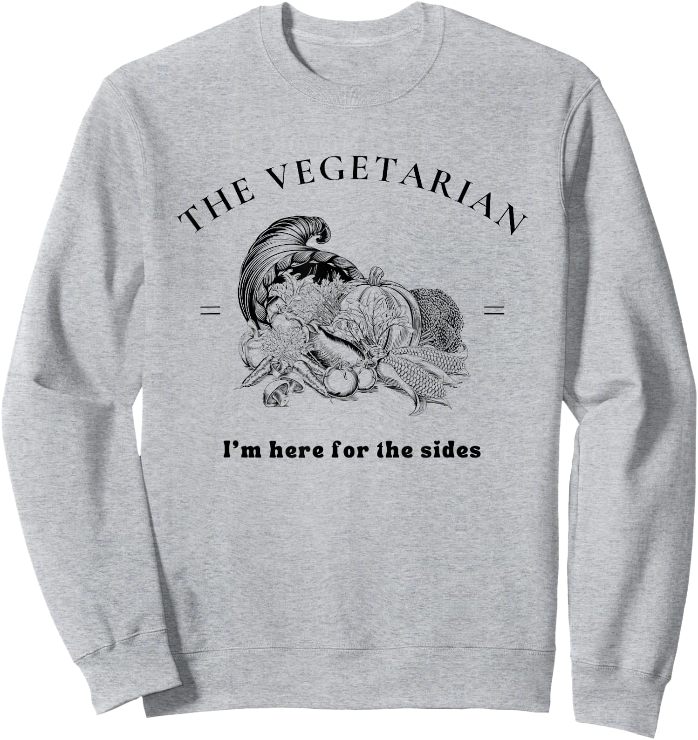 KCreations Vegetarian Thanksgiving Funny Retro , -Kids & Adults, White, Small, Short Sleeve, , Pull On, Regular Fit, Cotton 65% Polyester 35% Sweatshirt - Sweatshirt | Ash