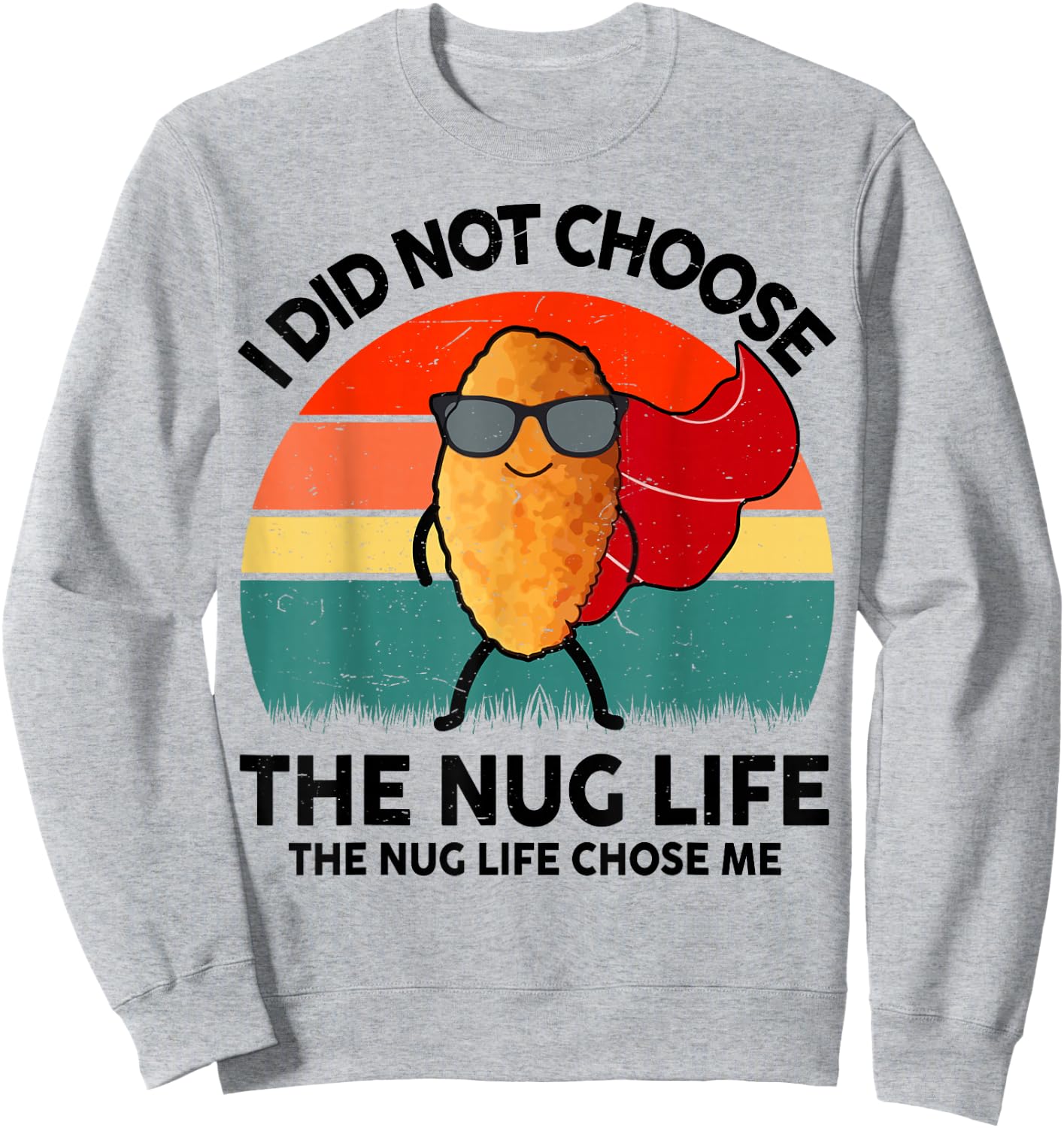 Funny Nug-Life Kids Toddler Boy I Love Chicken Nuggets Retro Sweatshirt - Sweatshirt | Ash