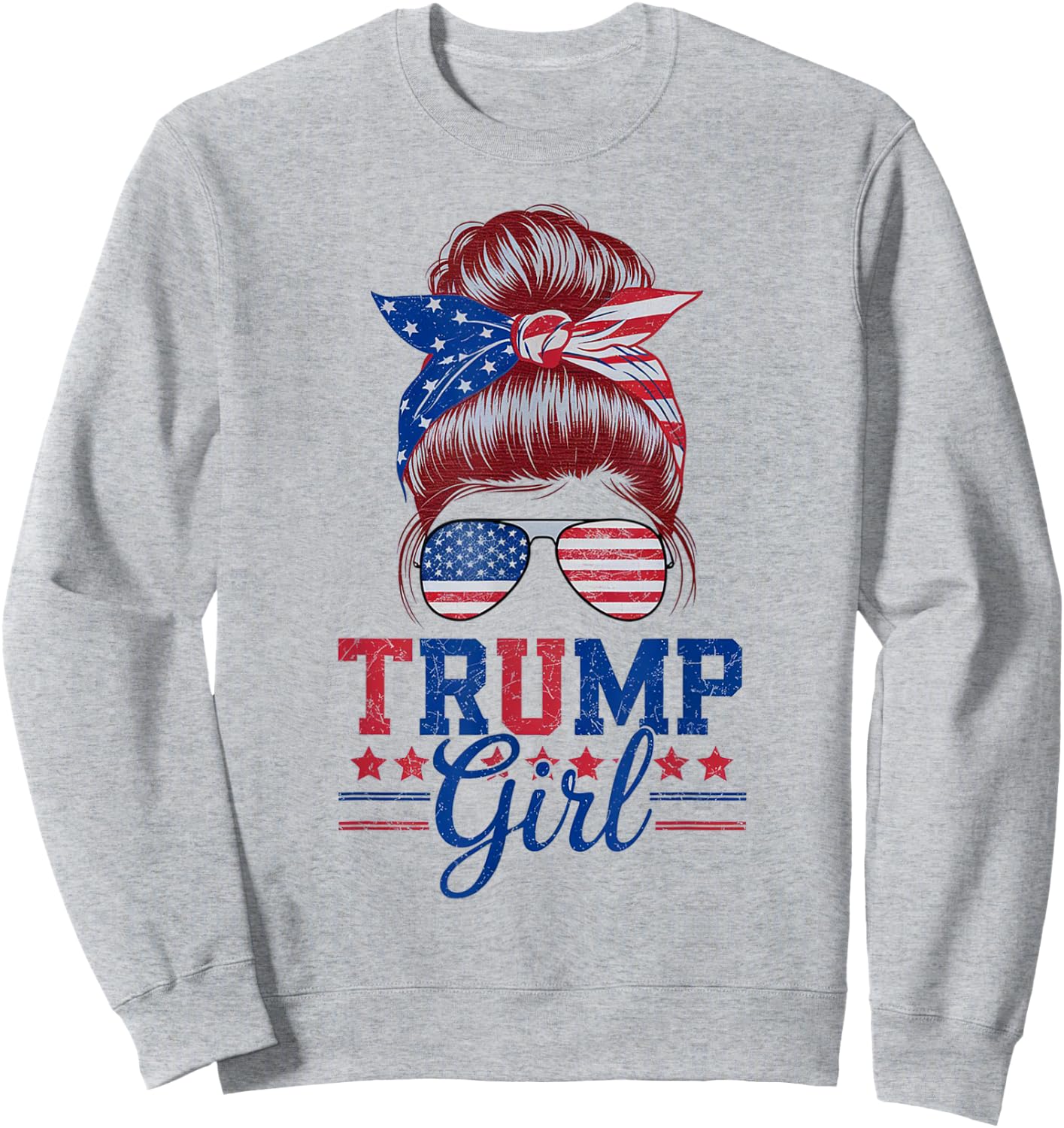 Trump Girl Messy Bun Sunglasses Trump 2024 for Girls and Women Sweatshirt - Sweatshirt | Ash