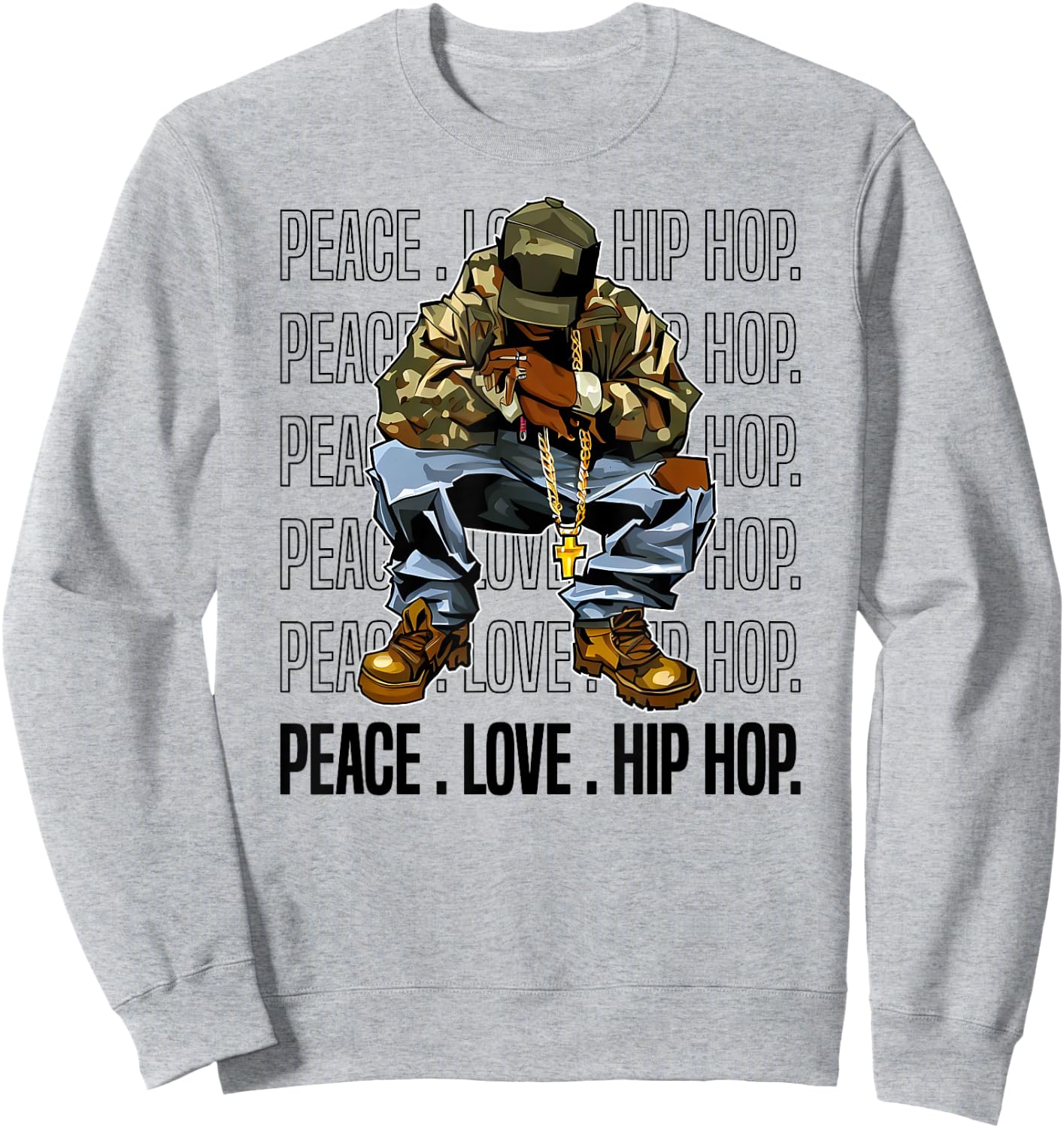 Peace, Love, Hip HOP Old School 90 Dope Camo Sweatshirt - Sweatshirt | Ash