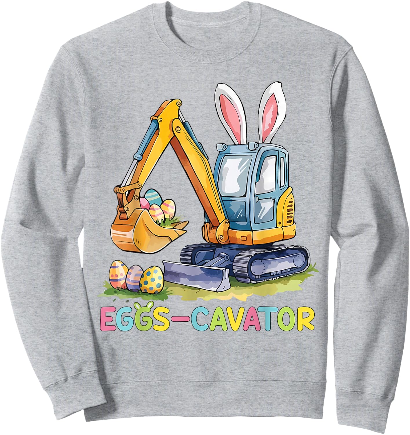 Eggscavator Easter Egg Hunt Construction Trucks Boys Toddler Sweatshirt - Sweatshirt | Ash