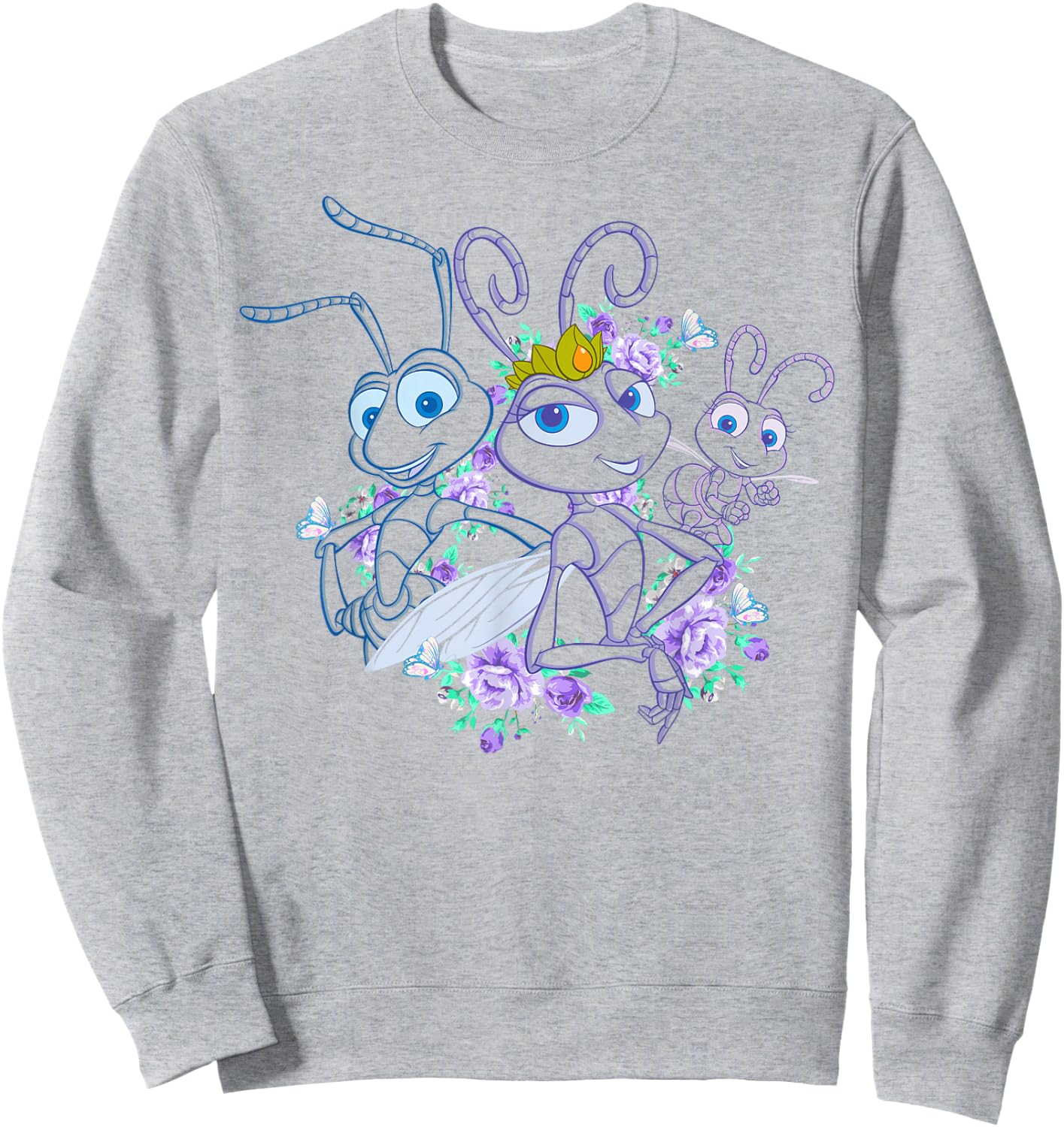Disney Pixar A Bug's Life Queen Ant Trio Floral Graphic Sweatshirt - Sweatshirt | Ash