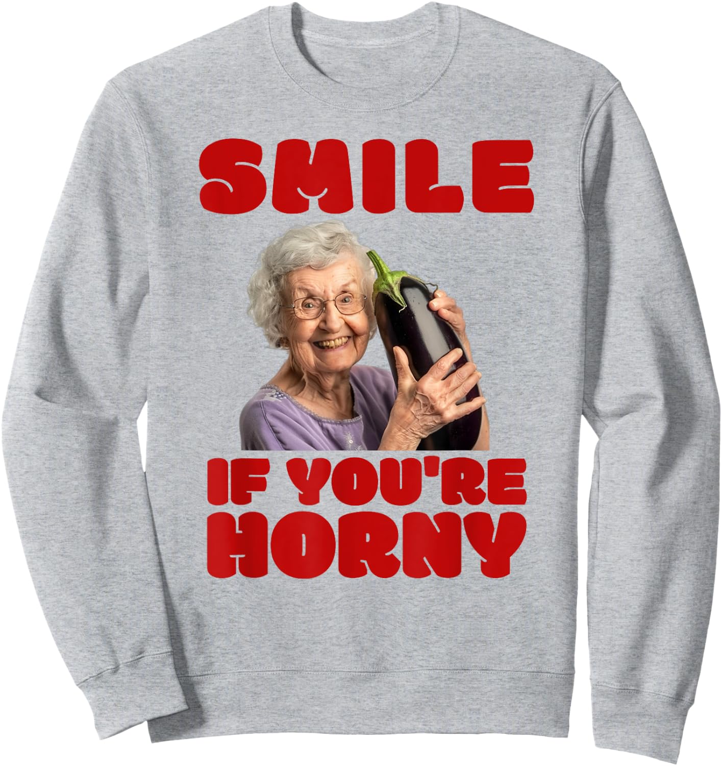 Funny Horny Aubergine Lover Inappropriate Embarrassing , White Sweatshirt - Sweatshirt | Ash