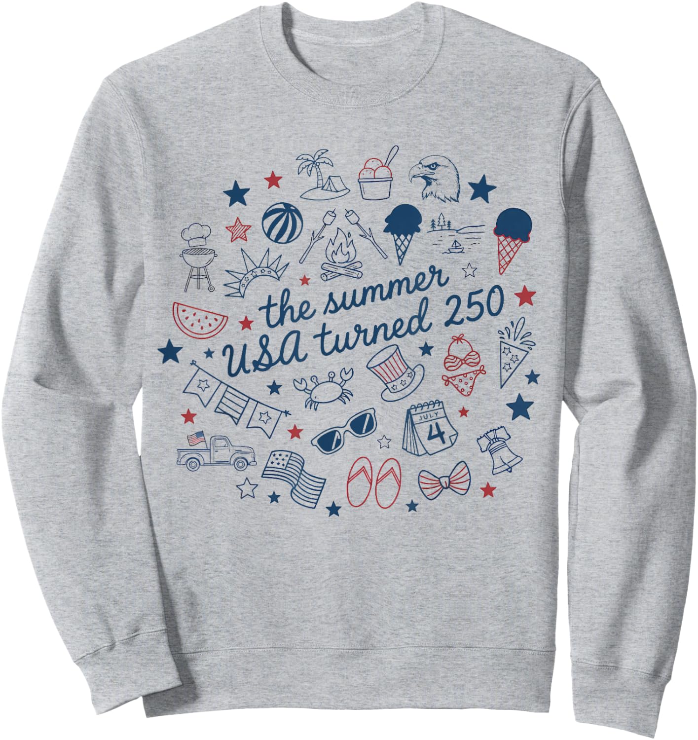 Retro The Summer USA Turned 250 America 250th Anniversary Sweatshirt - Sweatshirt | Ash
