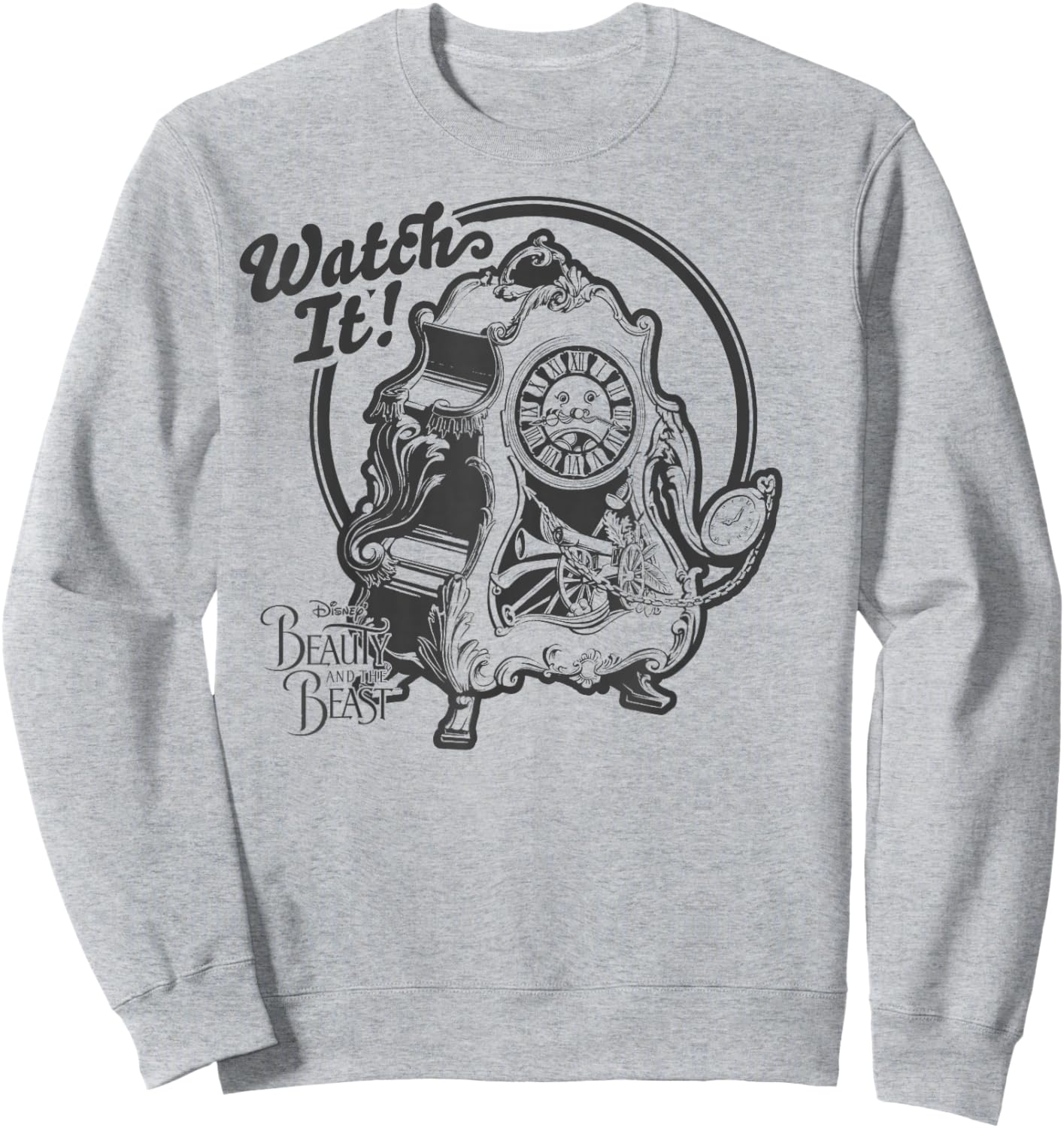 Disney Beauty & The Beast Cogsworth Watch It Graphic Sweatshirt - Sweatshirt | Ash