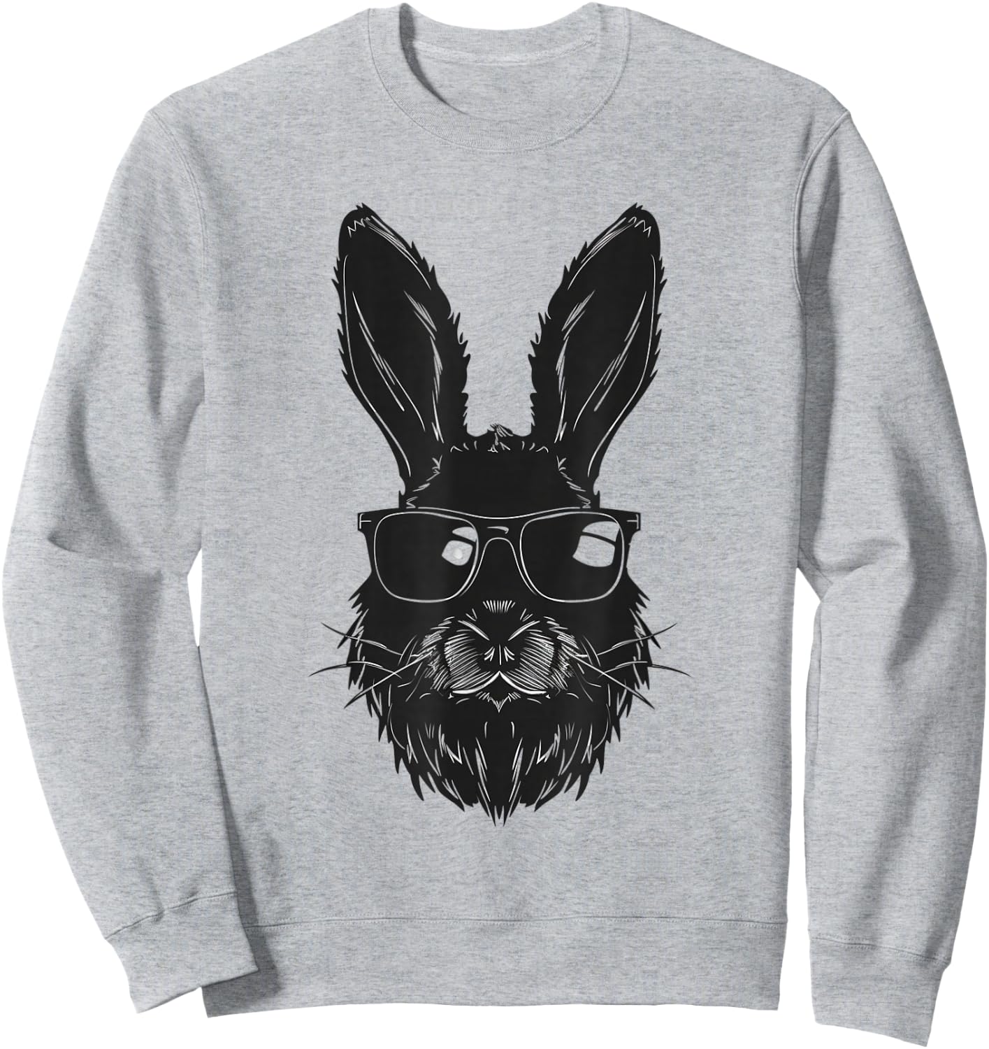 Beard Bunny Face With Sunglasses Easter Day 2024 Men Boy Kid Sweatshirt - Sweatshirt | Ash
