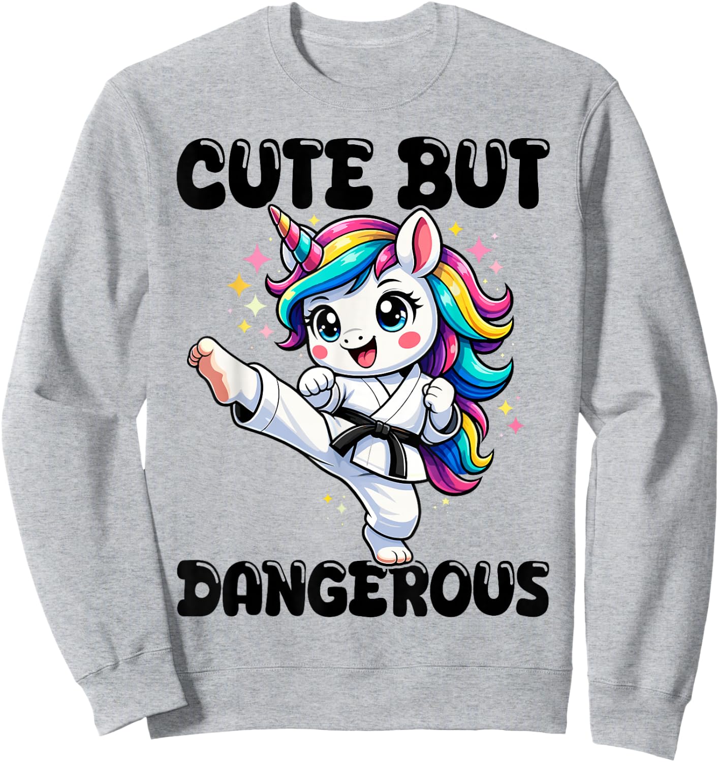 Cute but Dangerous Karate Taekwondo Unicorn Karate Girl Sweatshirt - Sweatshirt | Ash