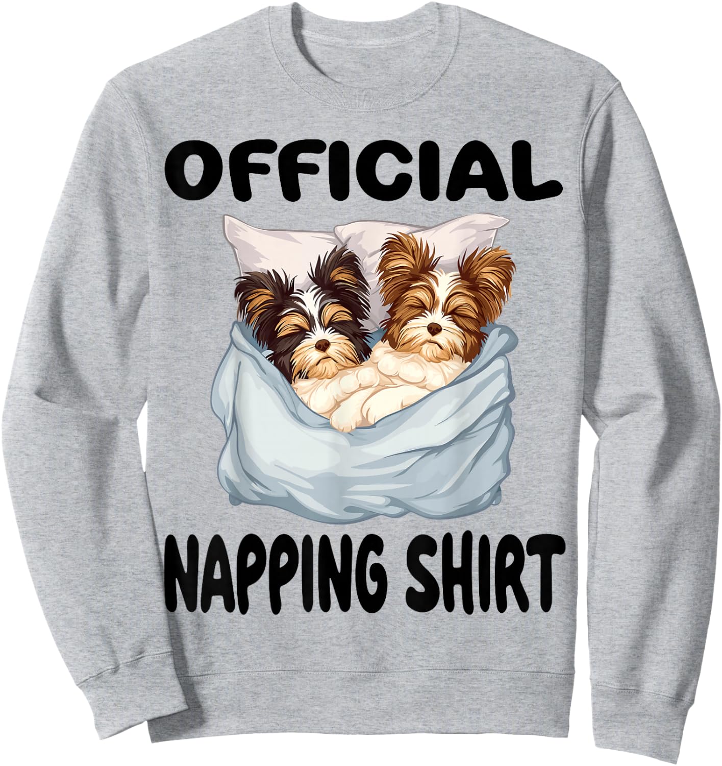 Biewer Terrier Dog Official Napping shirt Pajamas Nightgown Sweatshirt - Sweatshirt | Ash