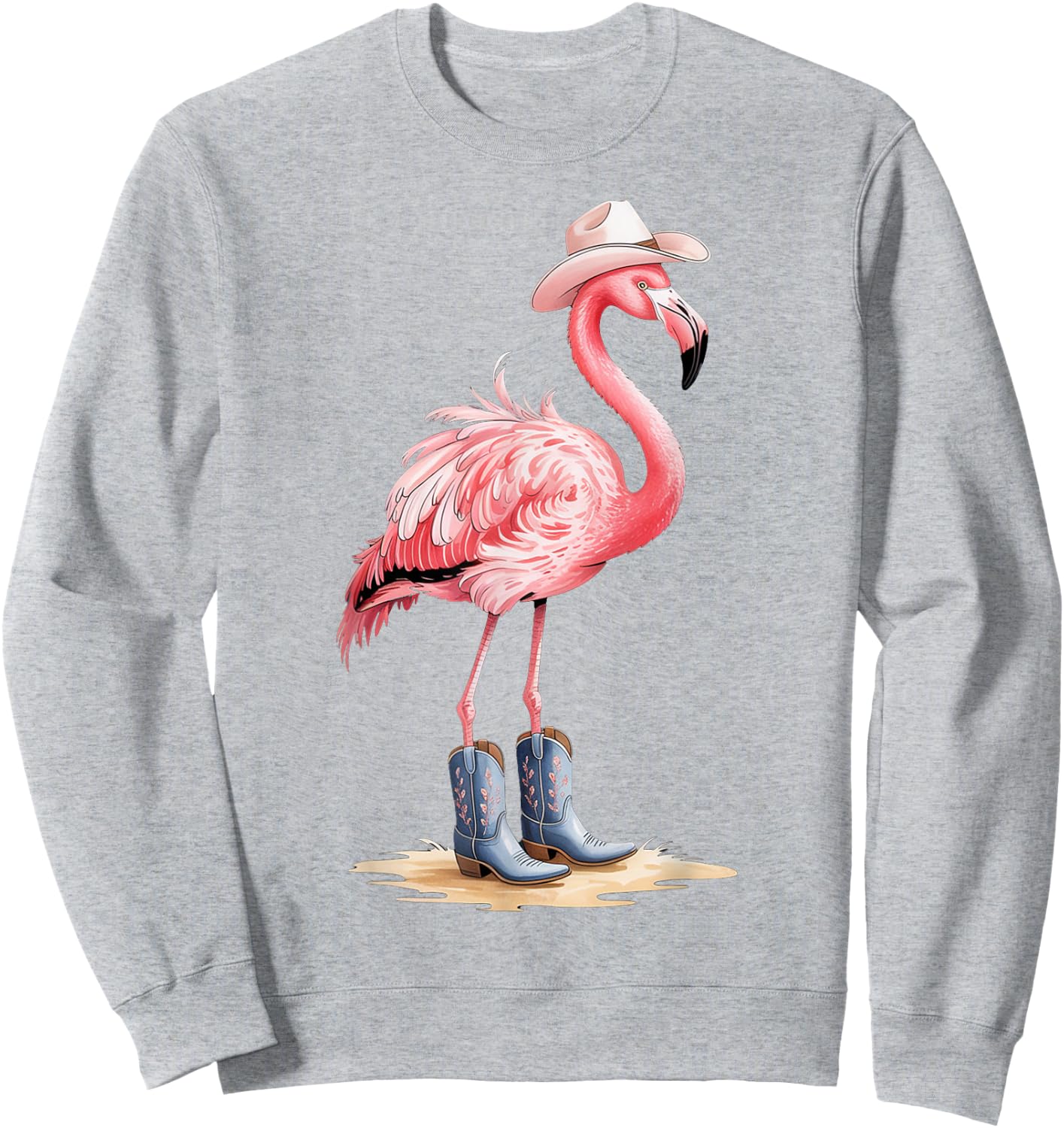 Cowboy Flamingo with Hat and Boots Western Style Sweatshirt - Sweatshirt | Ash