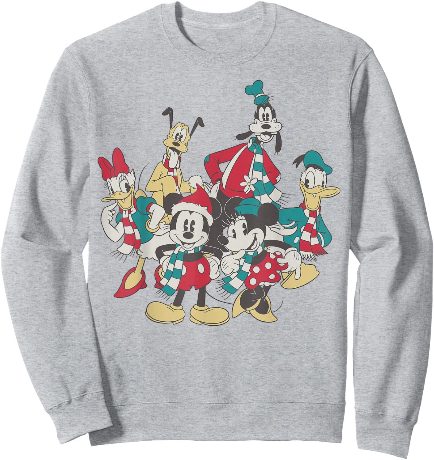 Disney Mickey and Friends Christmas Vintage Group Shot Sweatshirt - Sweatshirt | Ash