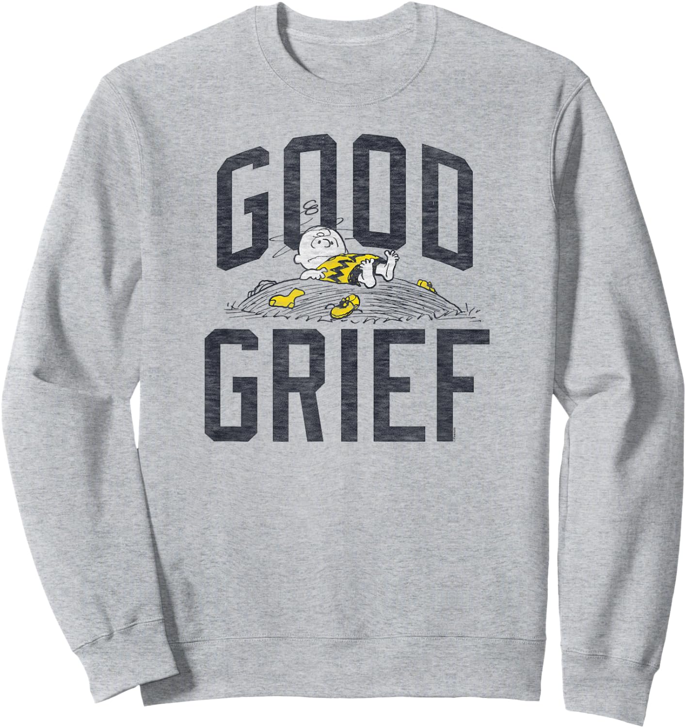 Peanuts Charlie Brown Good Grief Small Sweatshirt - Sweatshirt | Ash