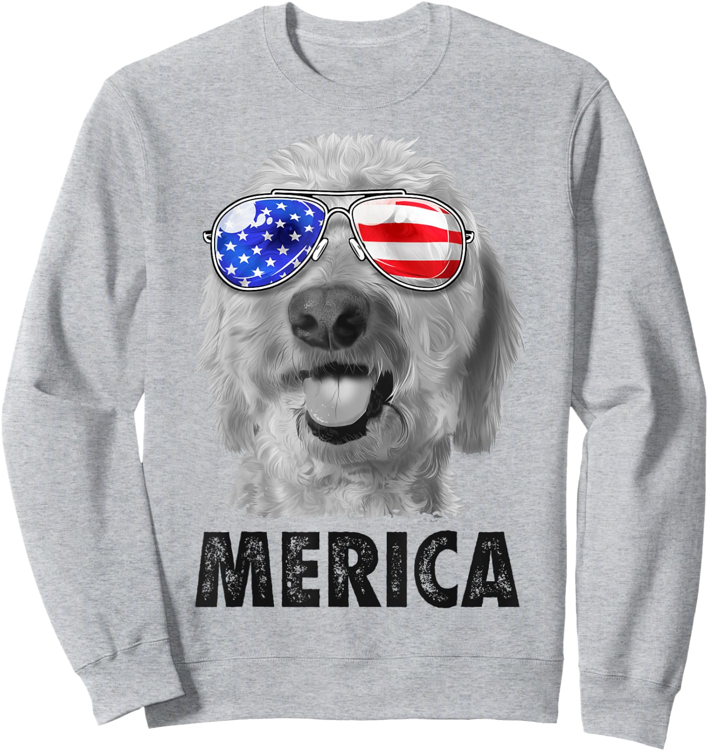 Goldendoodle Doodle 4th of July Merica Men USA American Flag Sweatshirt - Sweatshirt | Ash