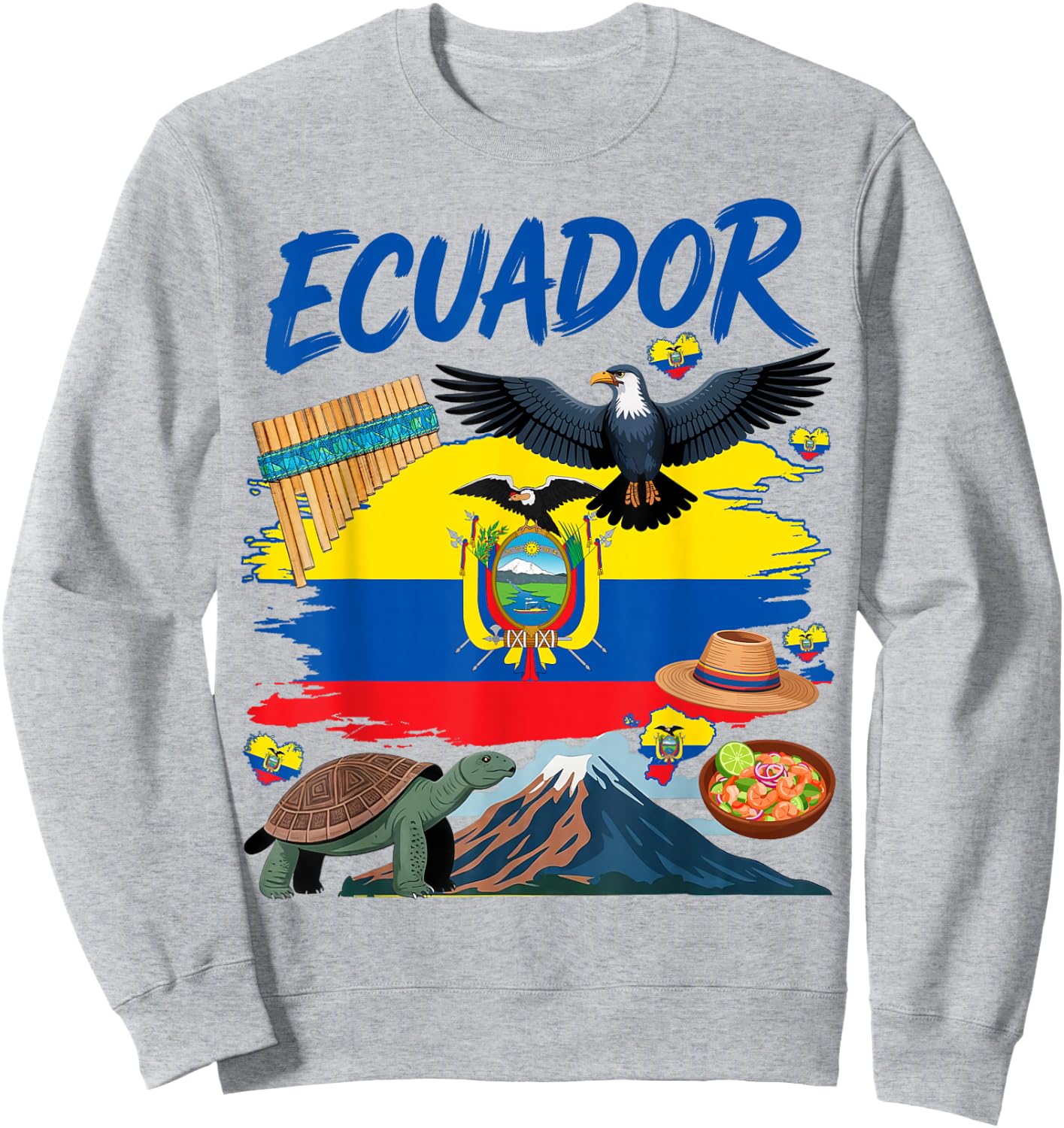 Ecuadorian Flag Outfit Idea for Kids Ecuador Cultural Themed Sweatshirt - Sweatshirt | Ash
