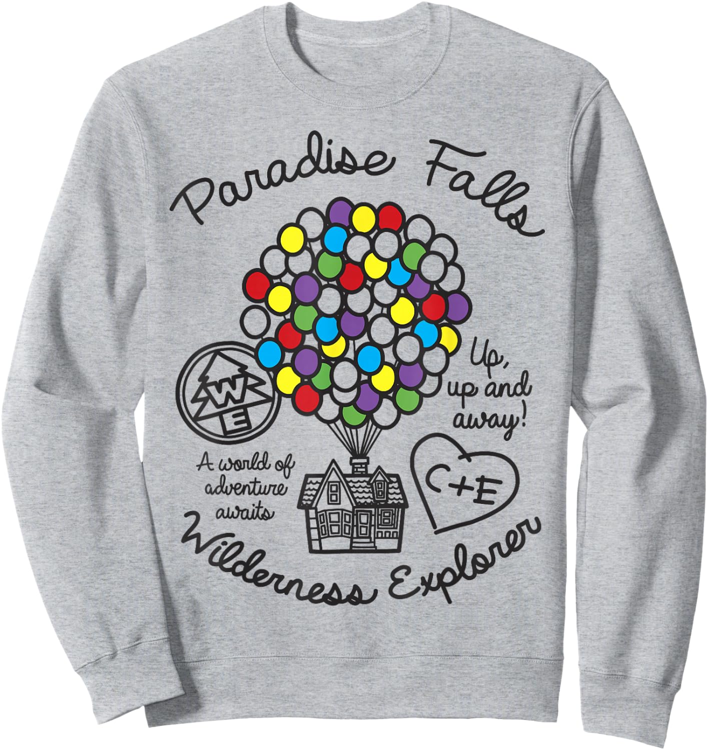 Disney Pixar Up Paradise Falls Wilderness Explorer Balloons Sweatshirt - Sweatshirt | Ash