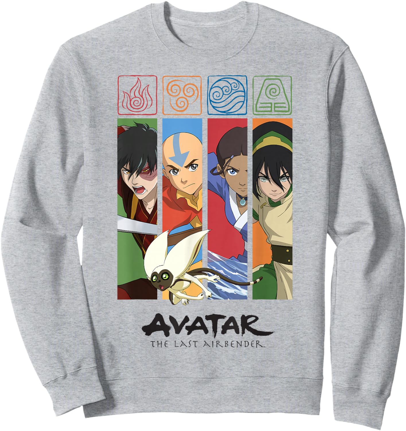 Avatar: The Last Airbender Four Elements Benders Box Panels Sweatshirt - Sweatshirt | Ash