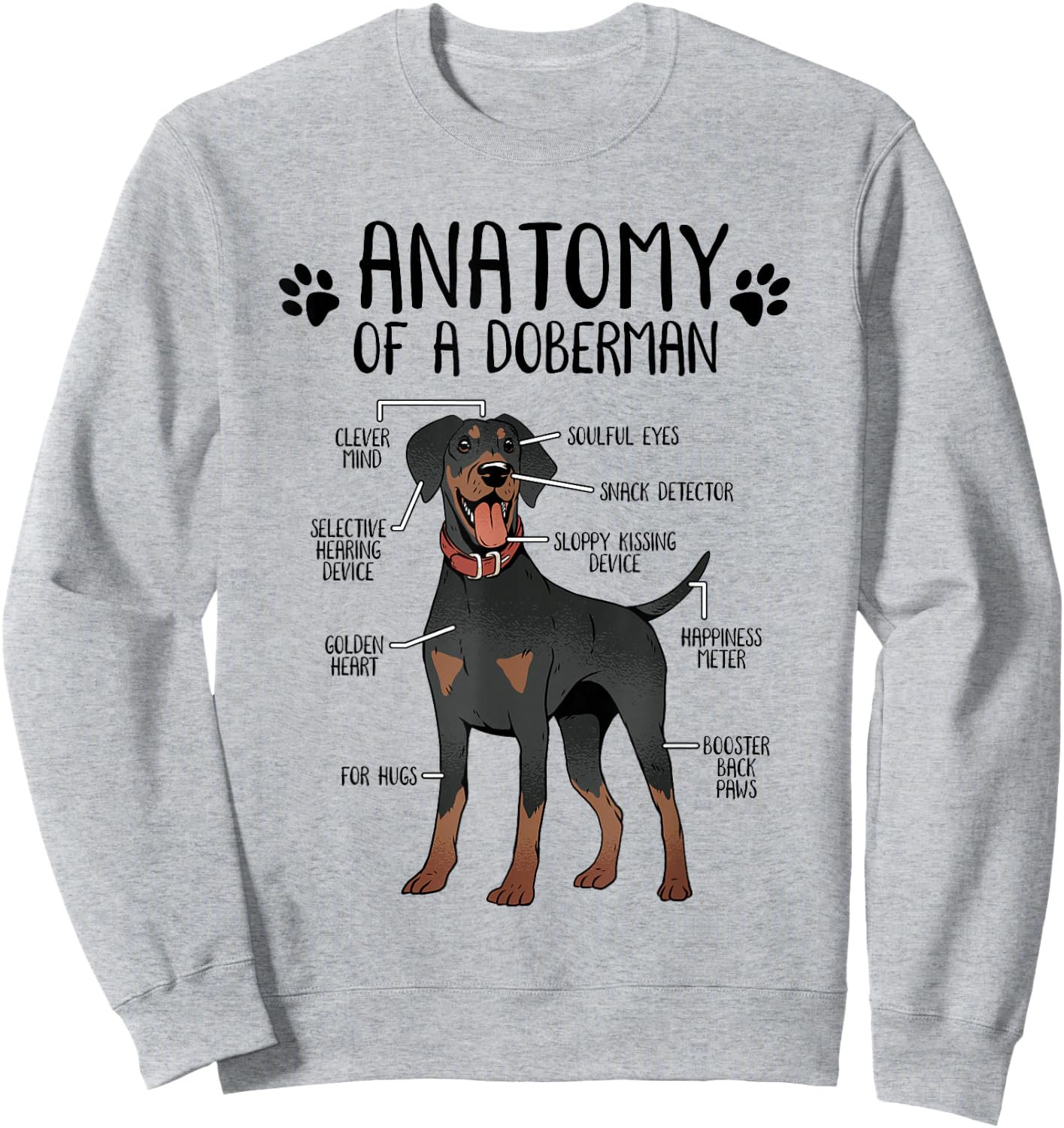Dobermann Anatomy Dog Pinscher Funny Dog Holder , gray Sweatshirt - Sweatshirt | Ash