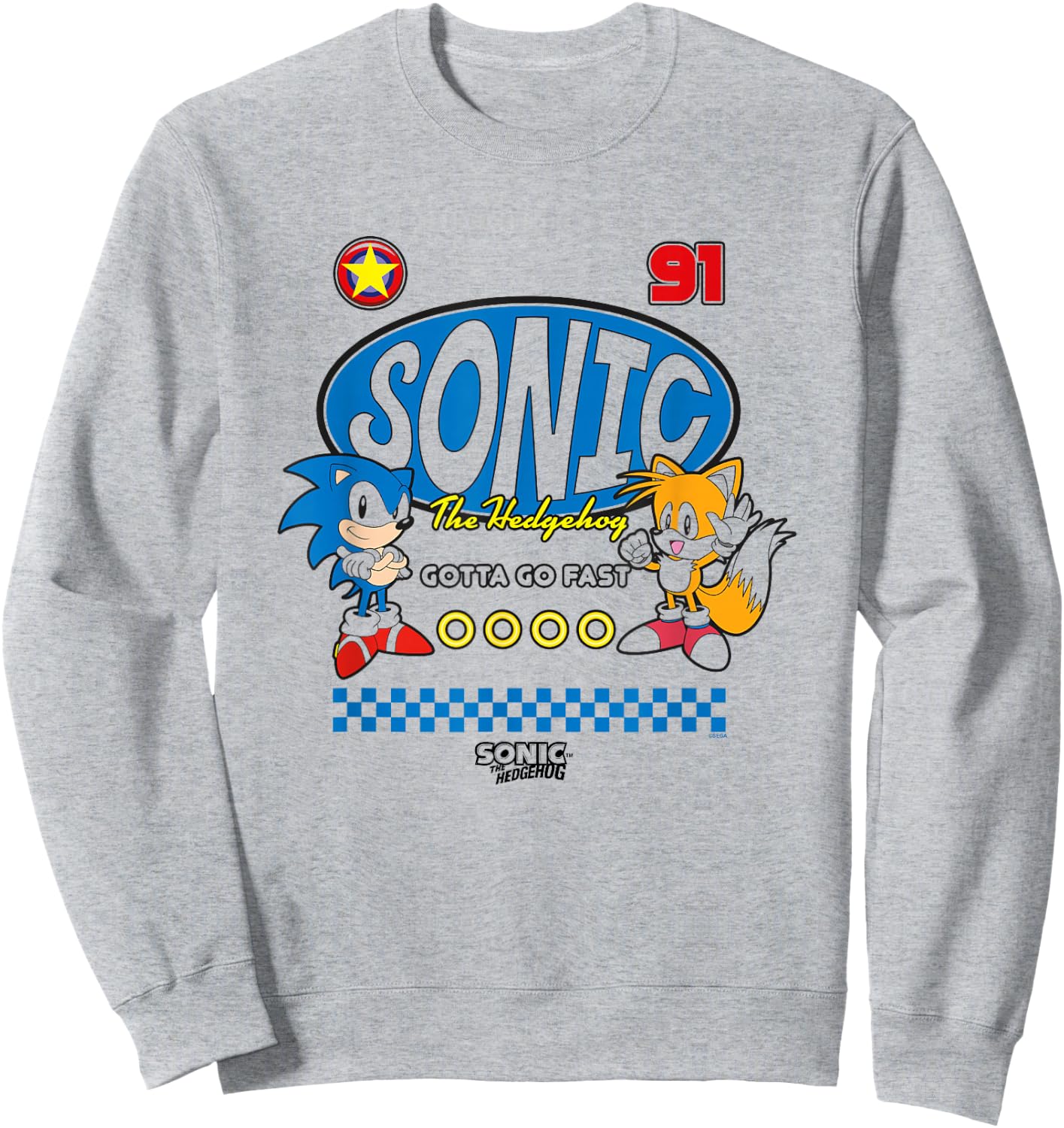 Sonic The Hedgehog Gotta Go Fast Sonic & Tails 91 Retro Sweatshirt - Sweatshirt | Ash