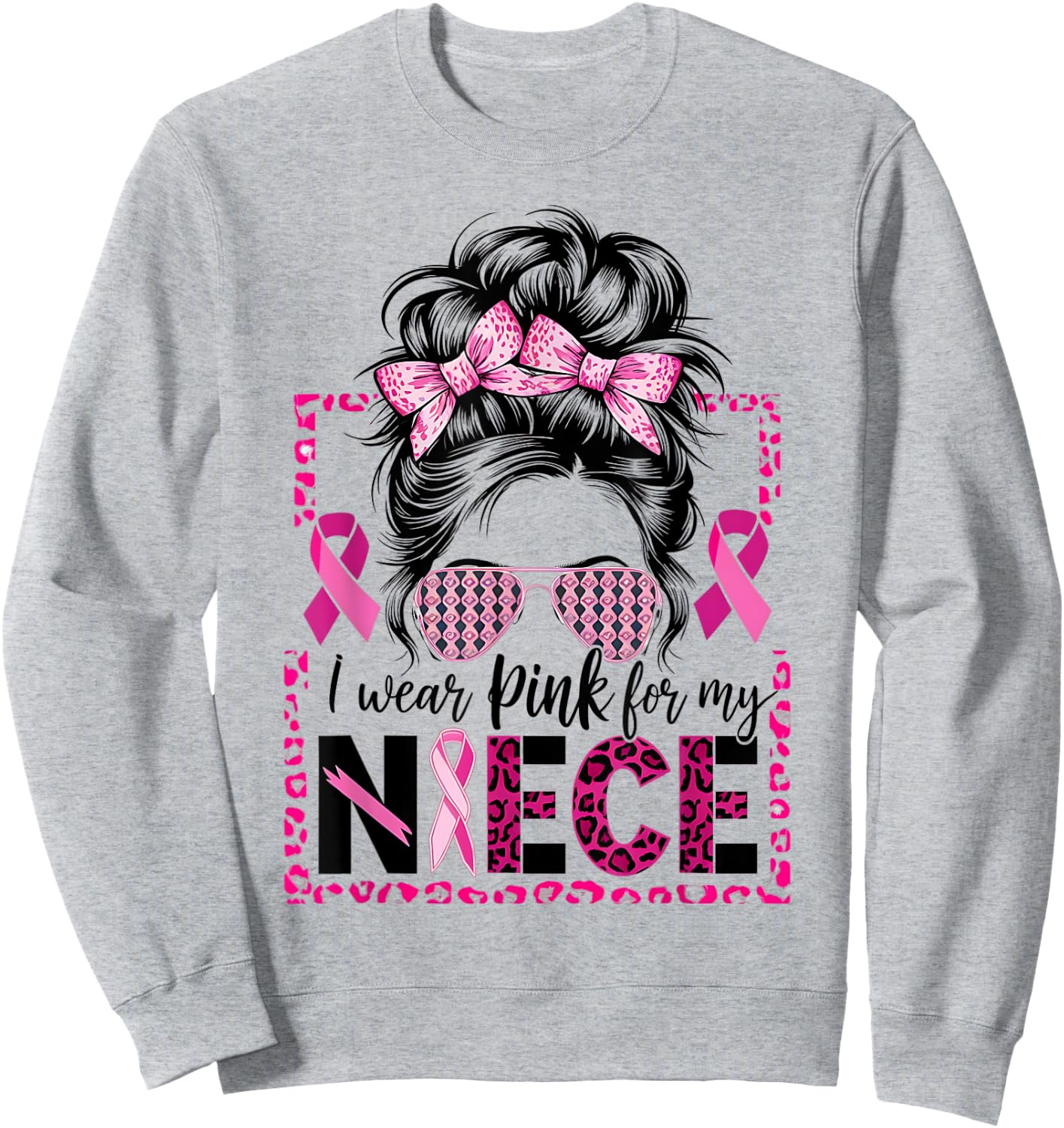 I Wear Pink for My Niece Breast Cancer Support Sweatshirt - Sweatshirt | Ash