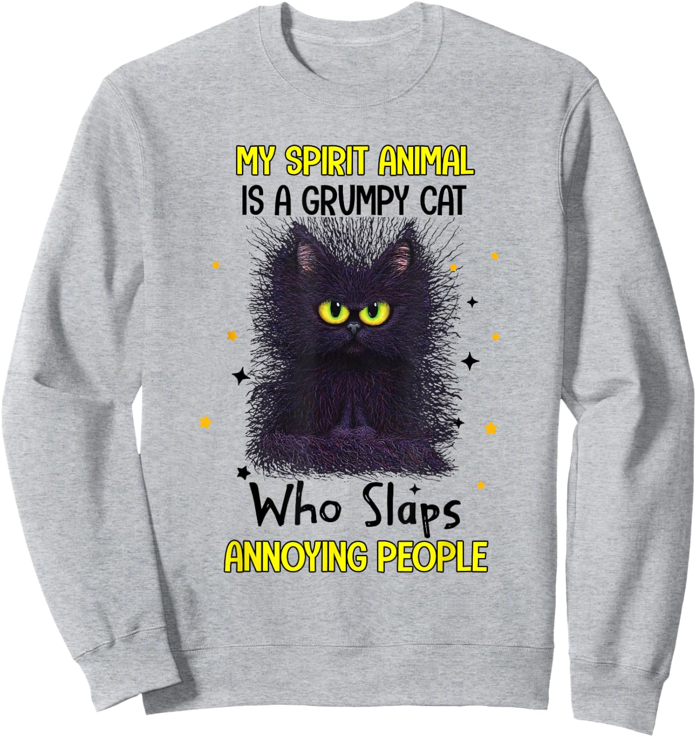 Vintage My Spirit Animal Is A Grumpy Funny Cat Men Women Sweatshirt - Sweatshirt | Ash