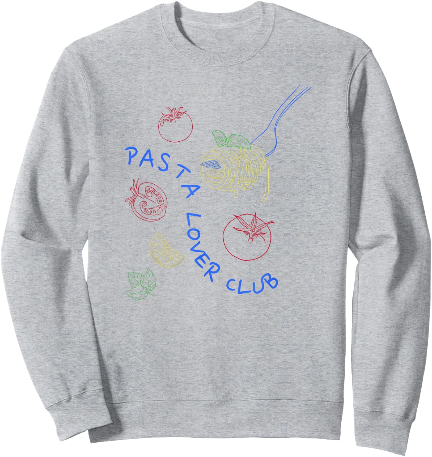 Funny Pasta Adults Pasta Lovers Club Culture Fans White Small Classic Fit Short Sleeve Letter Print Sweatshirt - Sweatshirt | Ash